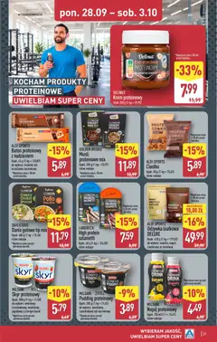 Pogląd oferty "Aldi gazetka" - ważna od 28.09.2026 | Strona: 21 | Produkty: Protein pudding, Odżywka białkowa, Śmietana, Krem