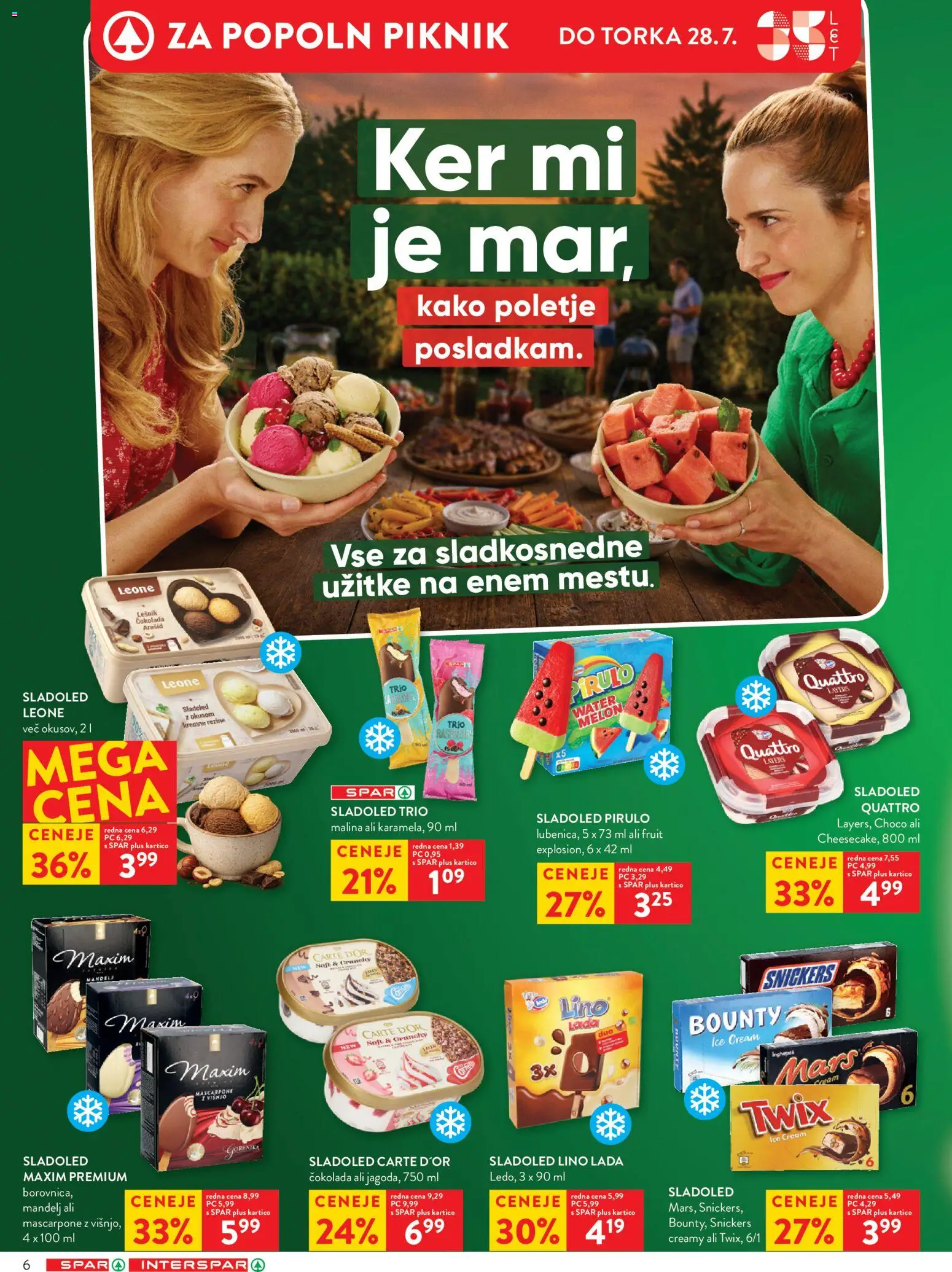 Novi Spar katalog ponudbe – veljaven od 22.07.2026 | Stran: 6 | Izdelki: Cokolada, Sladoled