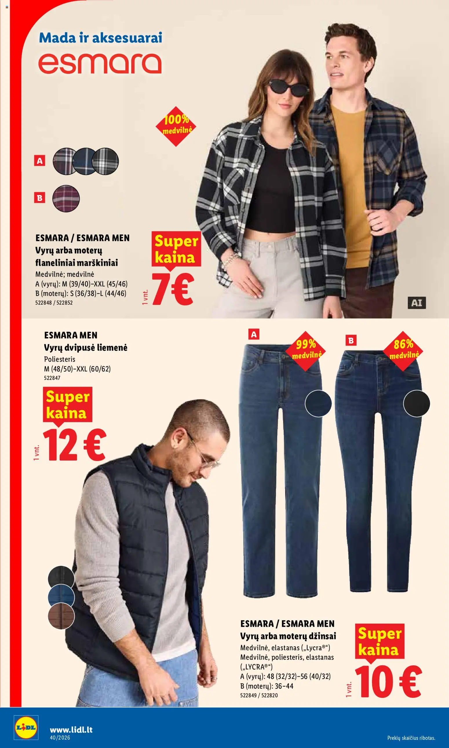 LIDL akcijos nuo 2026.09.28 | Puslapis: 2 | Prekių: Džinsai, Marškiniai, Liemenė