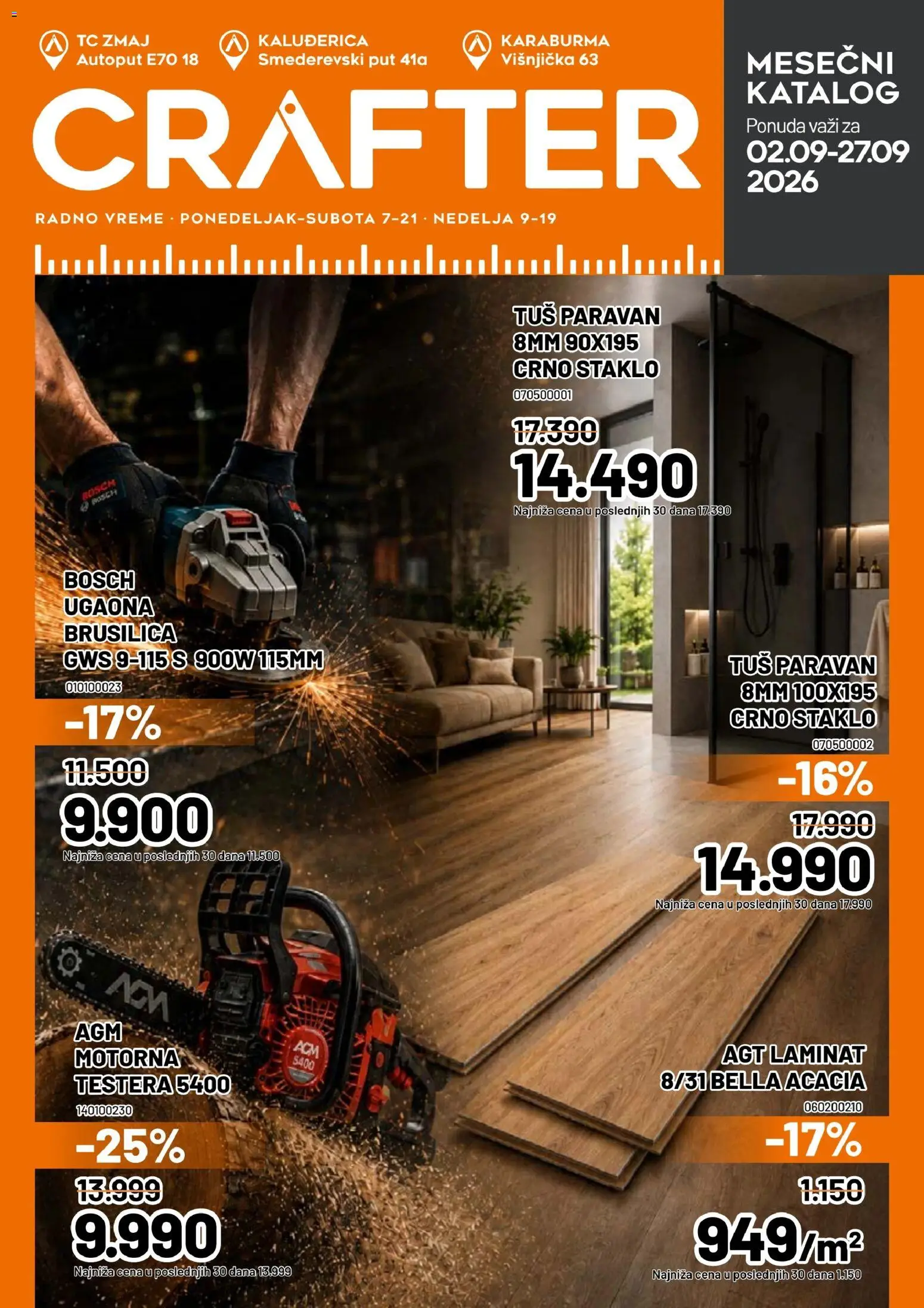 Crafter katalog - važi od 02.09.2026 | Strana: 1 | Proizvode: Bosch, Staklo, Ugaona brusilica, Brusilica