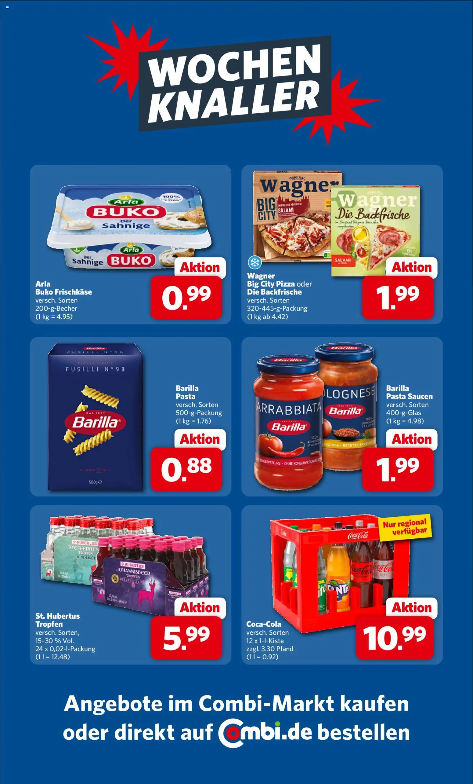 Combi Wochenknaller – gültig ab 12.07.2026 | Seite: 1 | Produkte: Barilla, Arla buko, Pasta, Frischkase