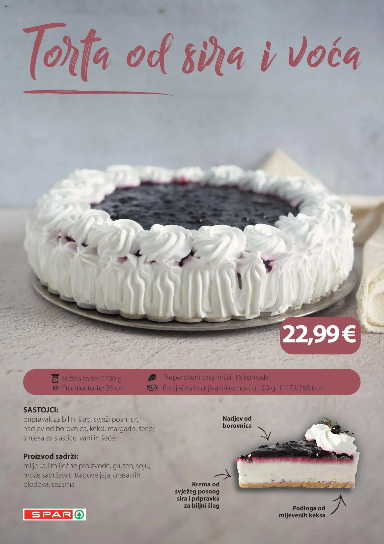 Spar katalog | vrijedi od 05.06.2026 | Stranica: 18 | Proizvodi: Krema, Šećer, Borovnica, Torta