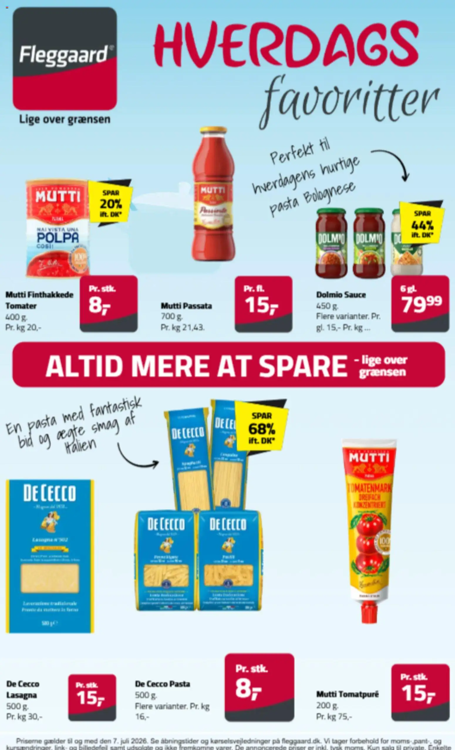 Fleggaard tilbudsavis – gyldig fra 26.05.2026 | Side: 1 | Produkter: Tomater, Pasta, Tomatpuré, Carpete