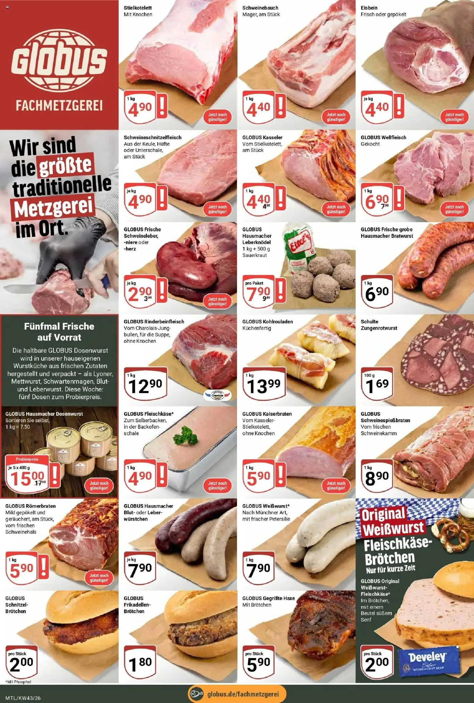 Globus Prospekt Maintal-Dörnigheim (ab 19.10.2026) » Angebote online | Seite: 9 | Produkte: Leberknödel, Bratwurst, Weißwurst, Petersilie