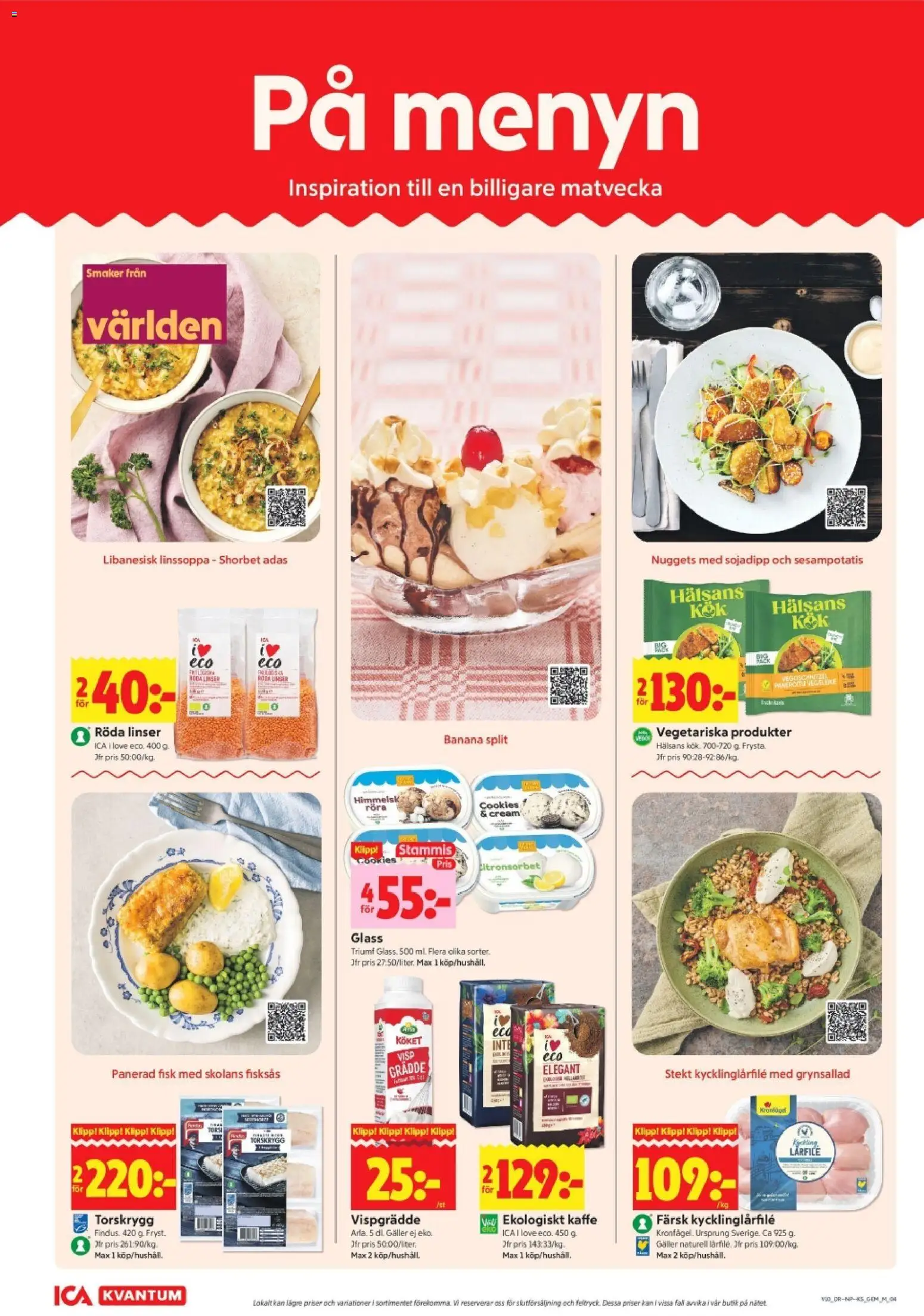 ICA Kvantum reklamblad aktuell från 02/03/2026 | Sida: 4 | Produkter: Visp, Röda linser, Grädde, Vispgrädde