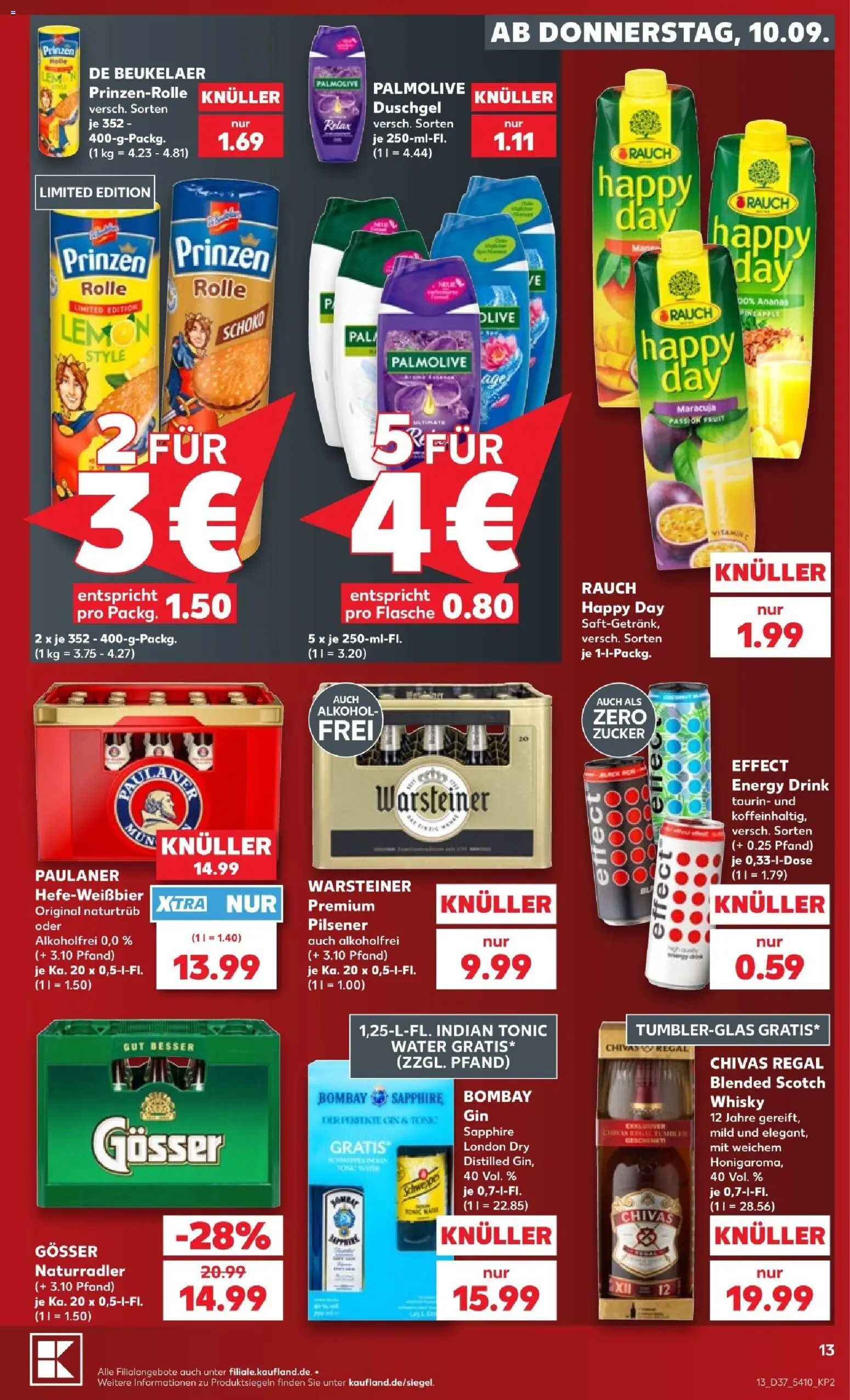 Kaufland Prospekt Stuttgart – gültig ab 10.09.2026 | Seite: 13 | Produkte: Energy, Alkohol, Warsteiner, Gin