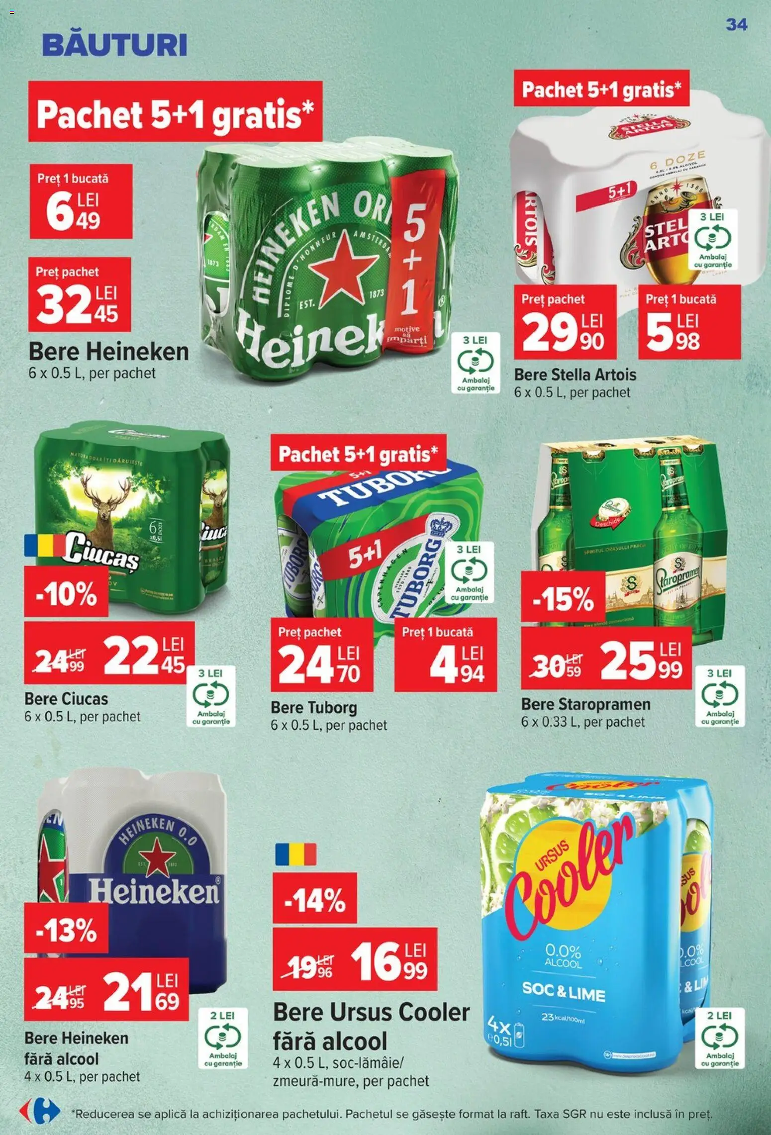 Noul catalog Carrefour – valabil de la 14.10.2026 | Pagină: 34 | Produse: Lime, Ursus, Ursus cooler, Bere