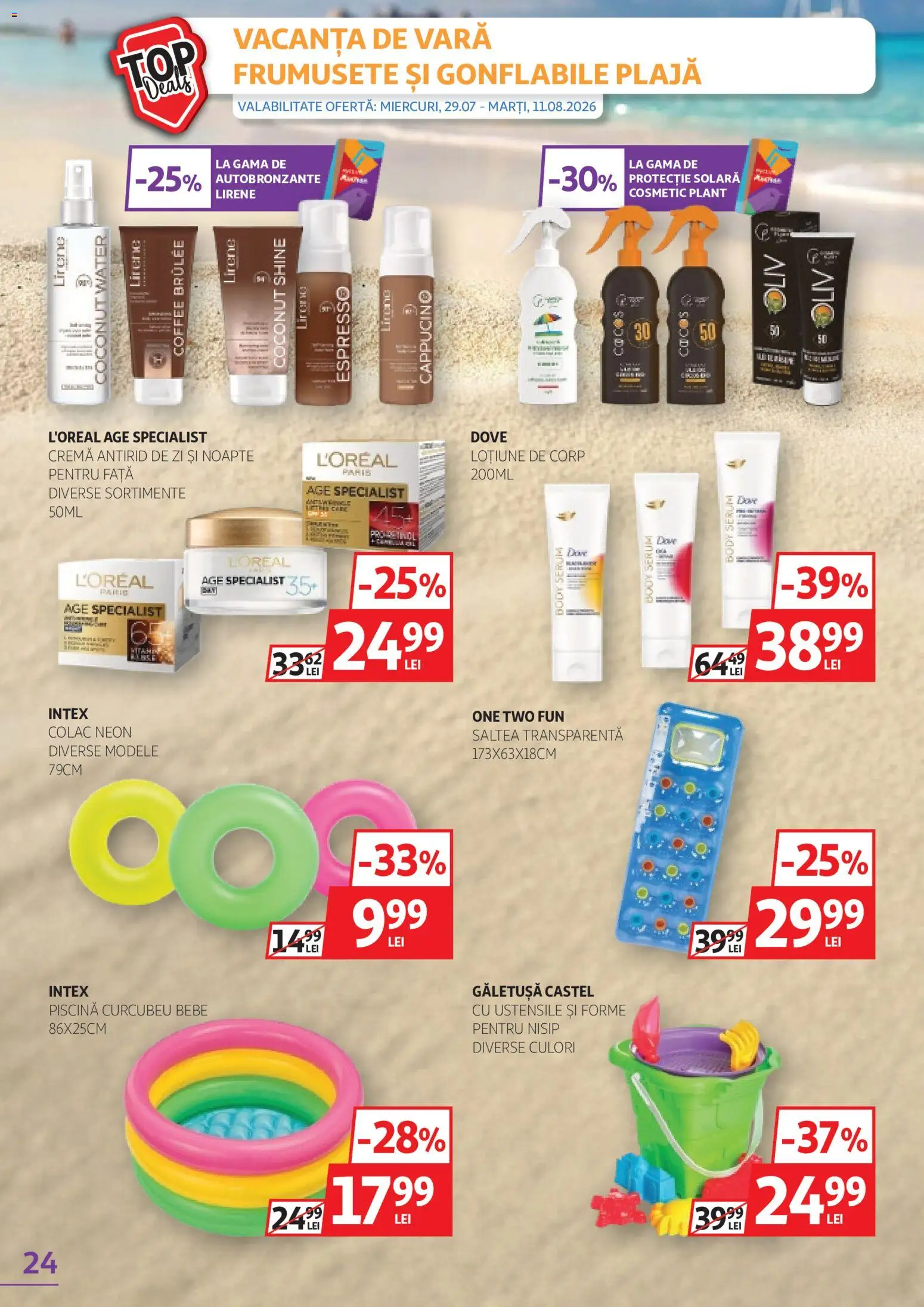Noul catalog Auchan – valabil de la 29.07.2026 | Pagină: 24 | Produse: Body, Saltea, Cremă, Lotiune de Corp