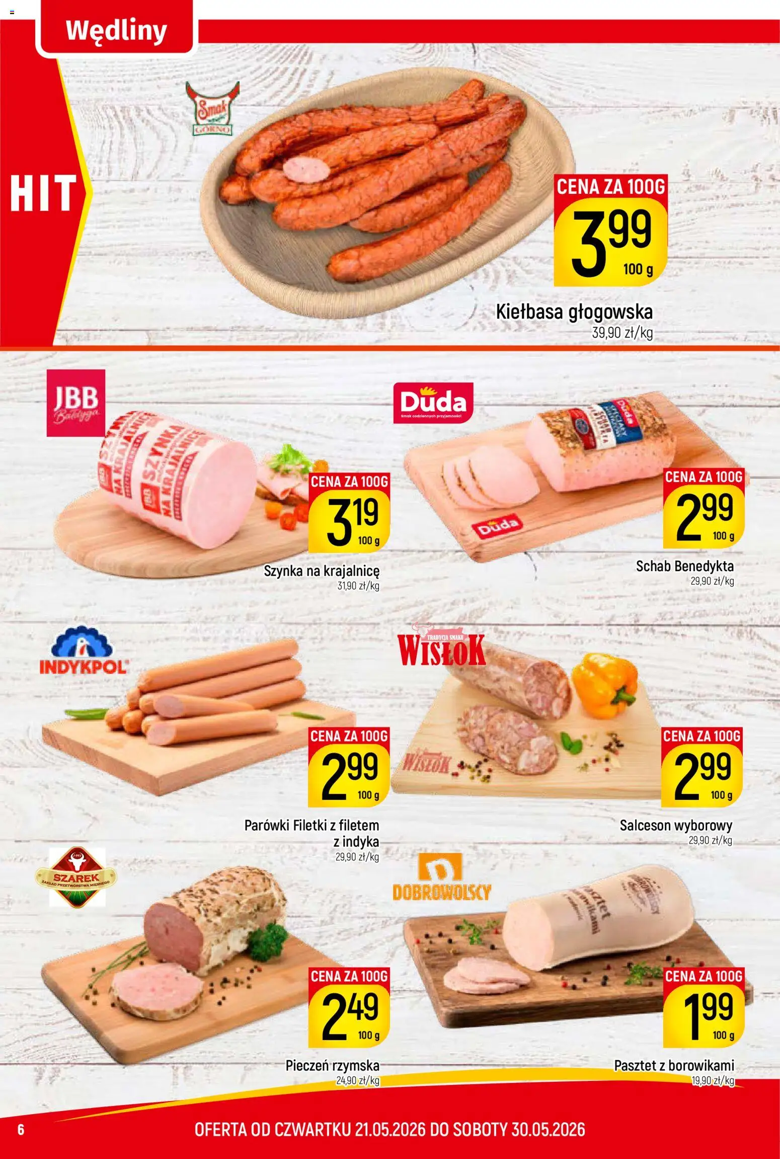 Piotruś Pan gazetka od 21.05.2026 | Strona: 6 | Produkty: Schab, Parówki, Szynka, Wędliny
