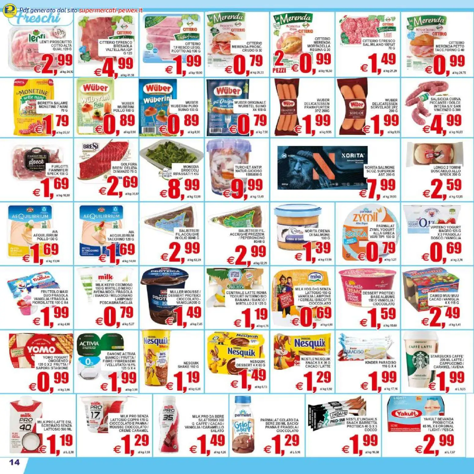 Volantino Pewex del 08.05.2026 | Pagina: 14 | Prodotti: Salame, Wurstel, Pesca, Noci