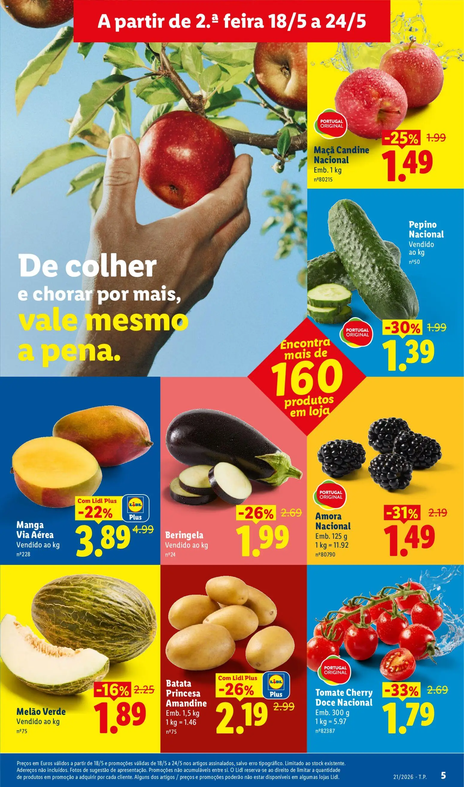 Lidl folheto │ válido de 18.05.2026 | Página: 5 | Produtos: Batata, Maça, Tomate, Melão
