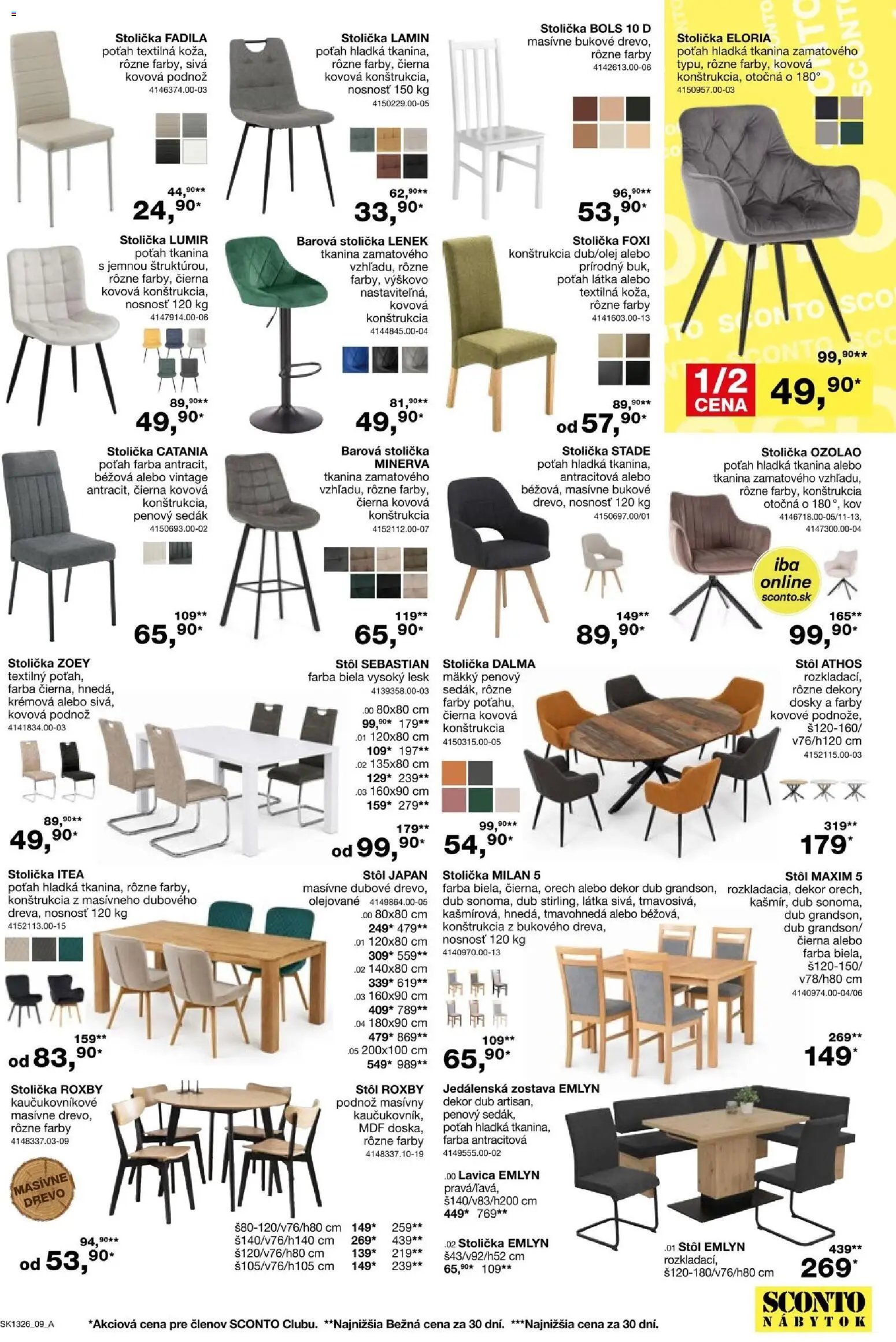 Nové Sconto nábytok akcie – leták je platný od 14.10.2026 | Strana: 9 | Produkty: Nábytok, Barová stolička, Stôl, Jedálenská zostava