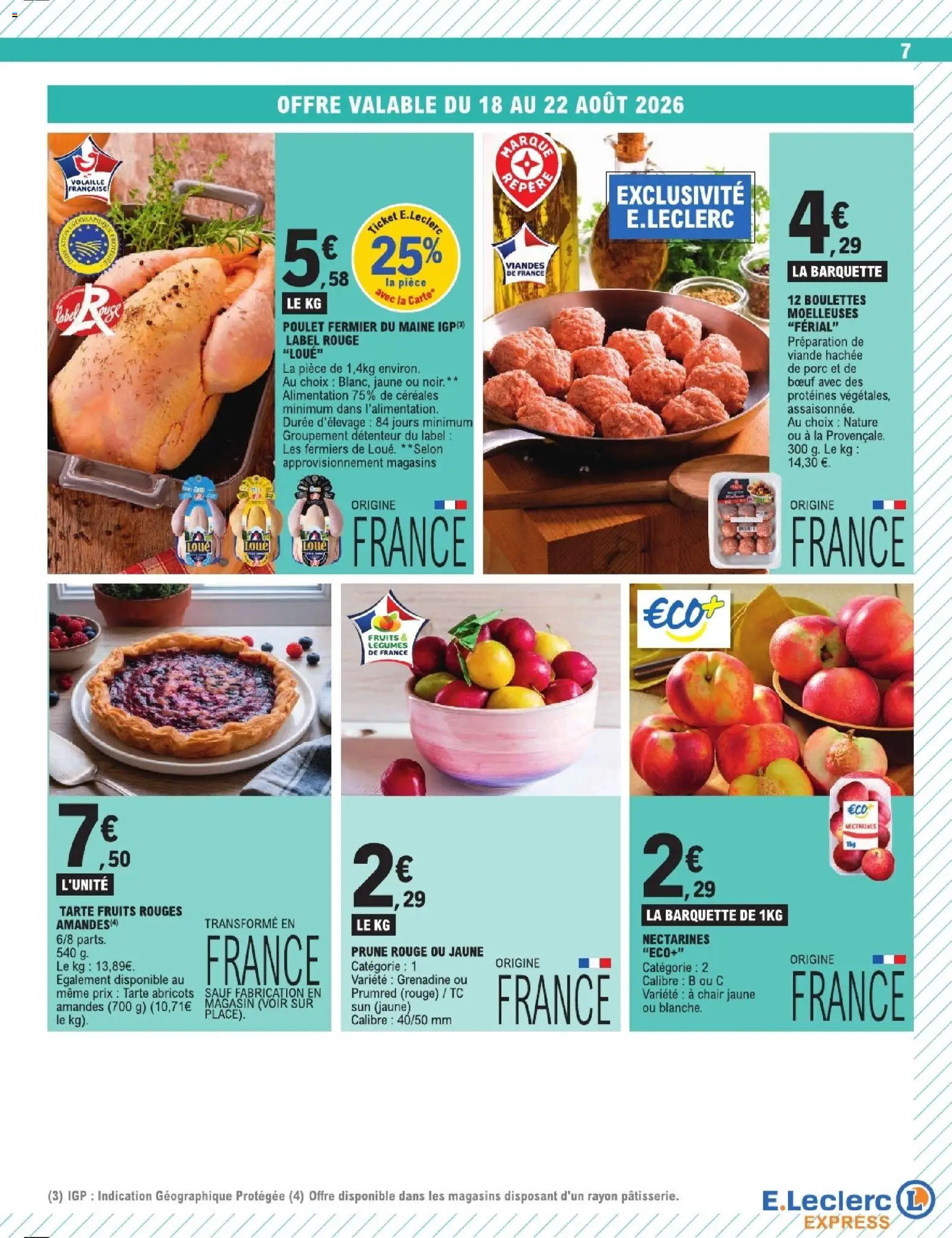 {H1} | Page: 7 | Produits: Nectarines, Abricots, Viande, Porc