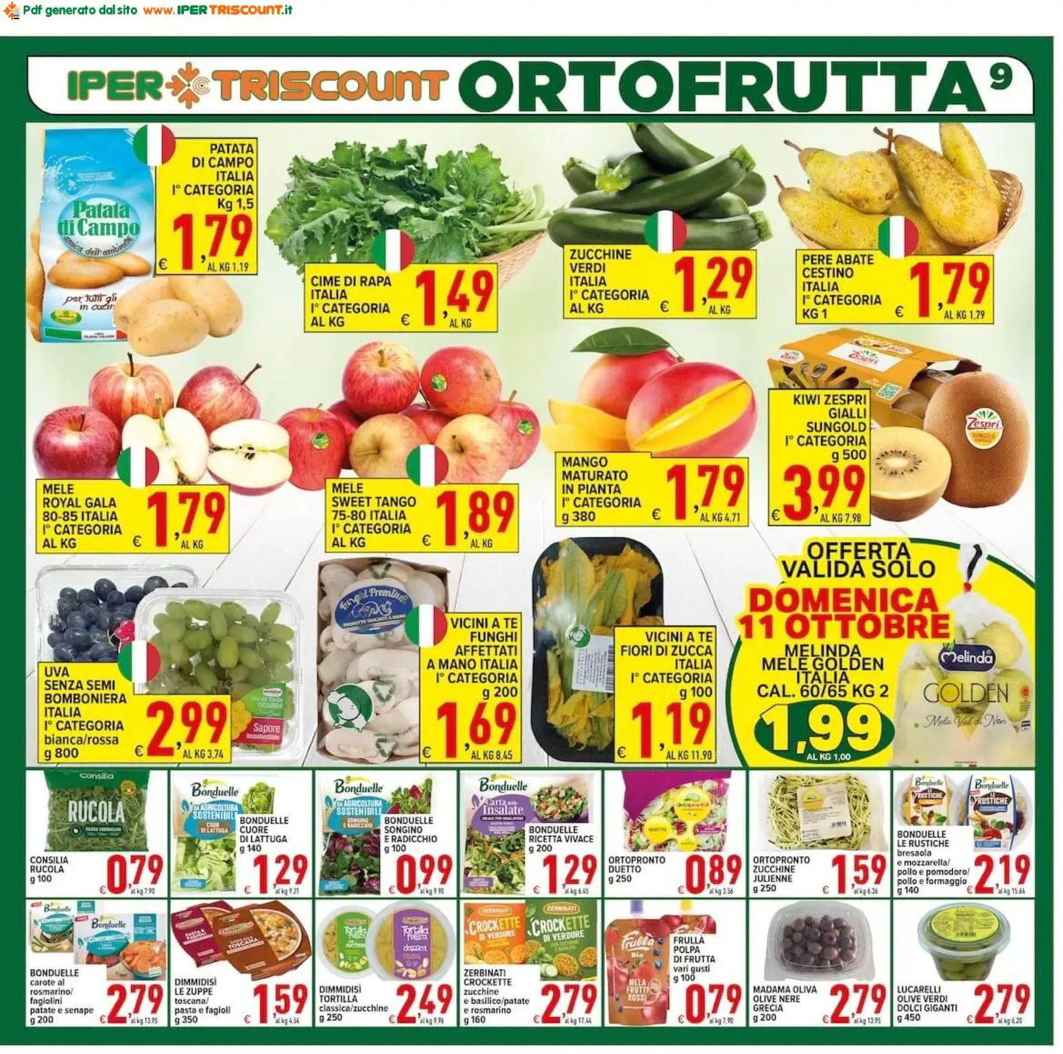 Volantino Ipertriscount del 02/10/2026 | Pagina: 9 | Prodotti: Mele, Kiwi, Frutta, Fagiolini