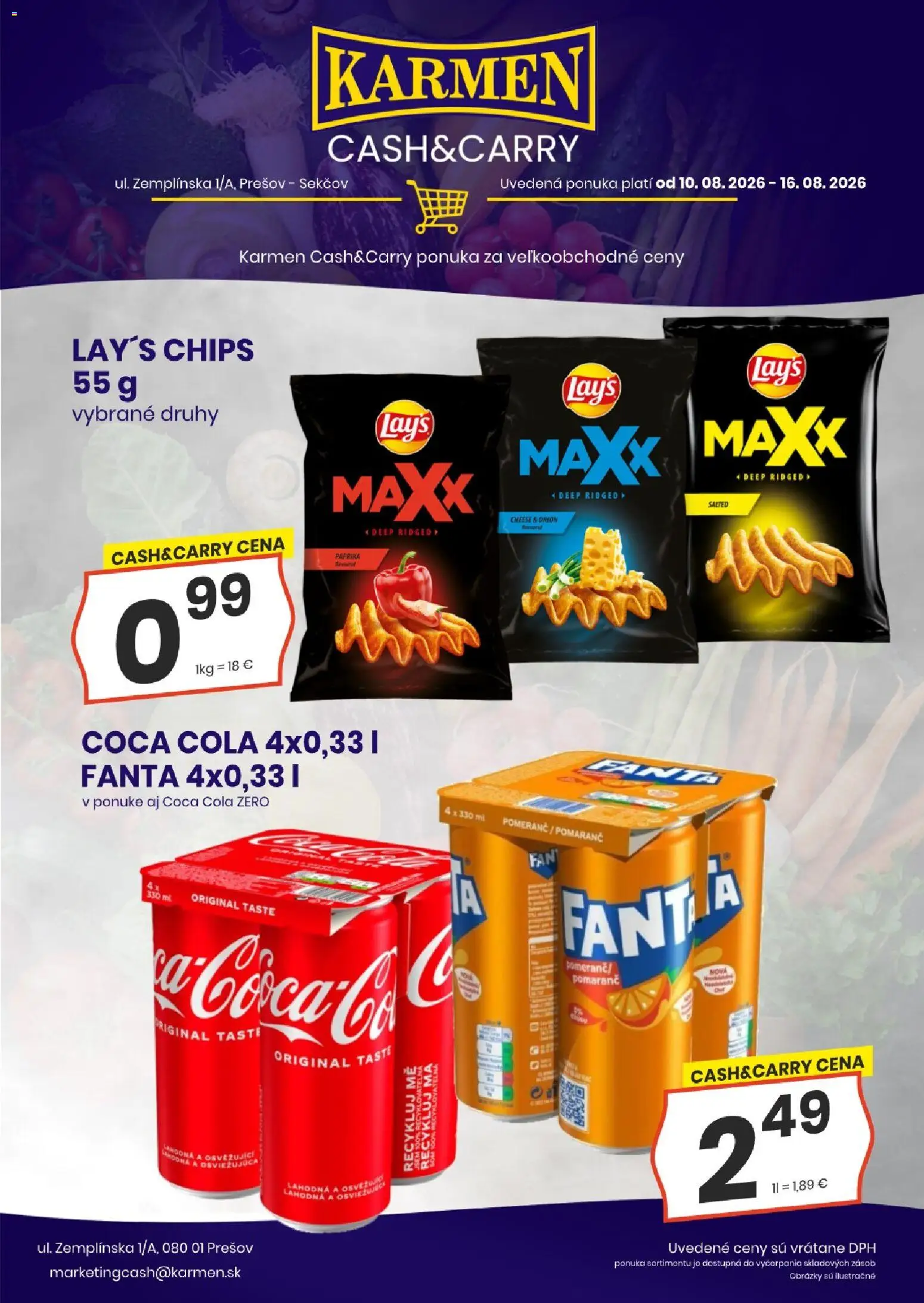 Nové KARMEN CBA akcie – leták je platný od 10.08.2026 | Strana: 2 | Produkty: Paprika, Fanta, Coca cola, Cola