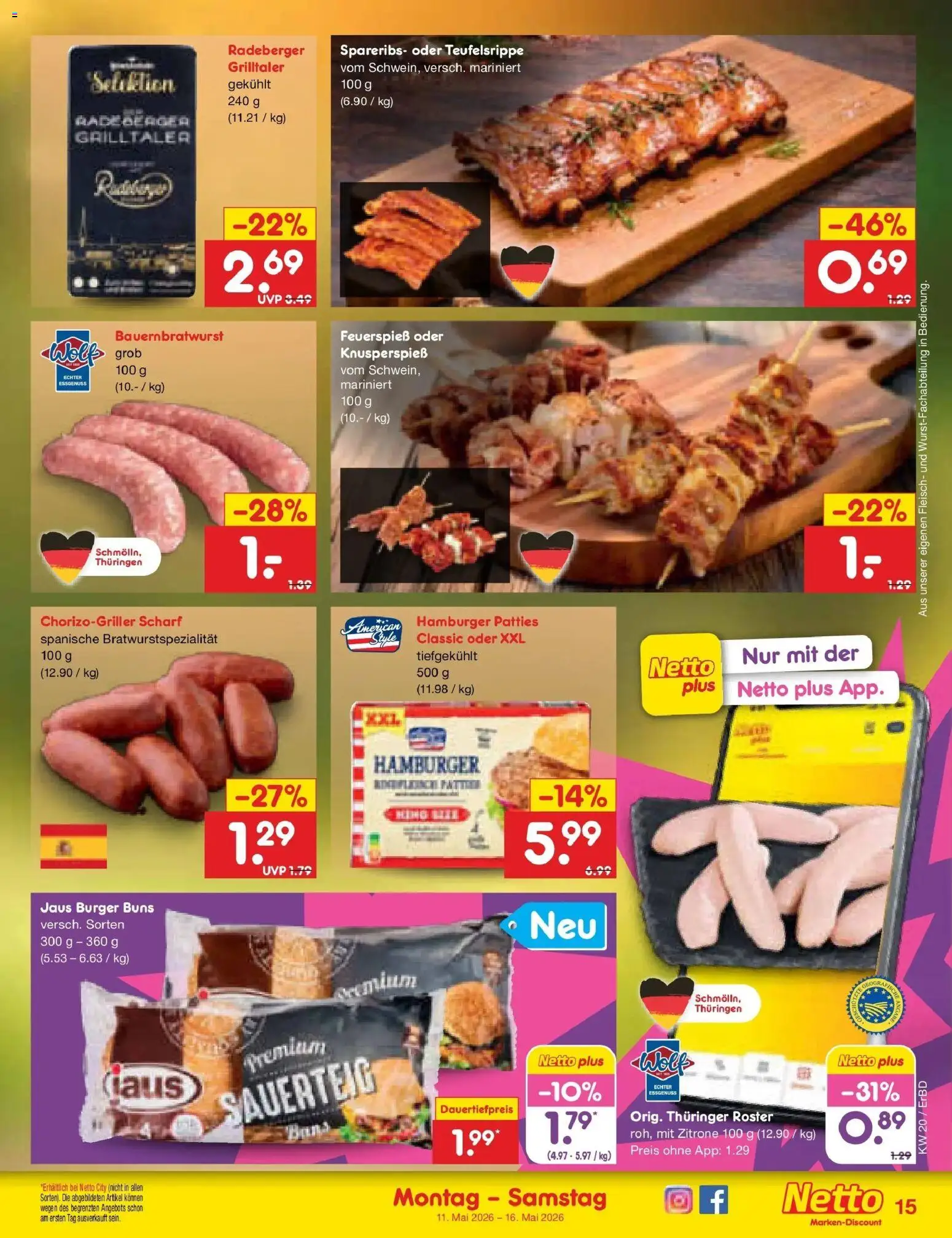 Netto Marken-Discount Prospekt Jena-Lobeda	 – gültig ab 10.05.2026 | Seite: 16 | Produkte: Burger, Zitrone, Fleisch