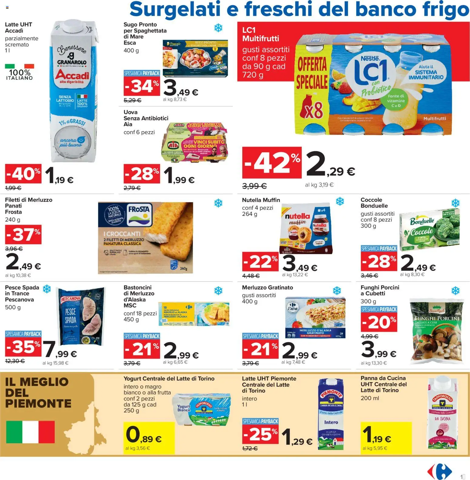 Volantino Carrefour del 16.06.2026 | Pagina: 17 | Prodotti: Pesce, Panna, Frutta, Nutella