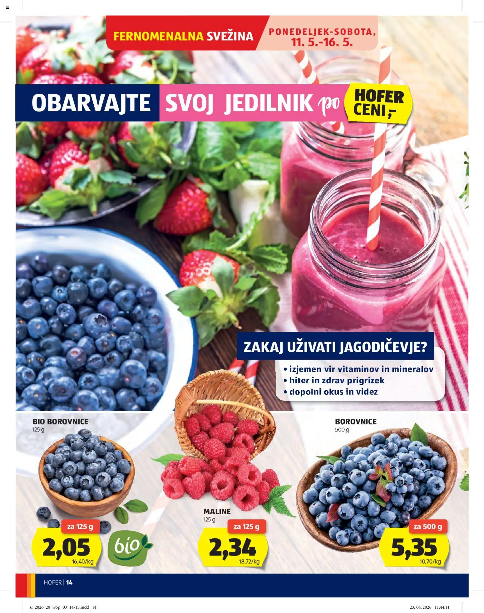 Novi Hofer katalog ponudbe – veljaven od 06.05.2026 | Stran: 14 | Izdelki: Borovnice, Maline