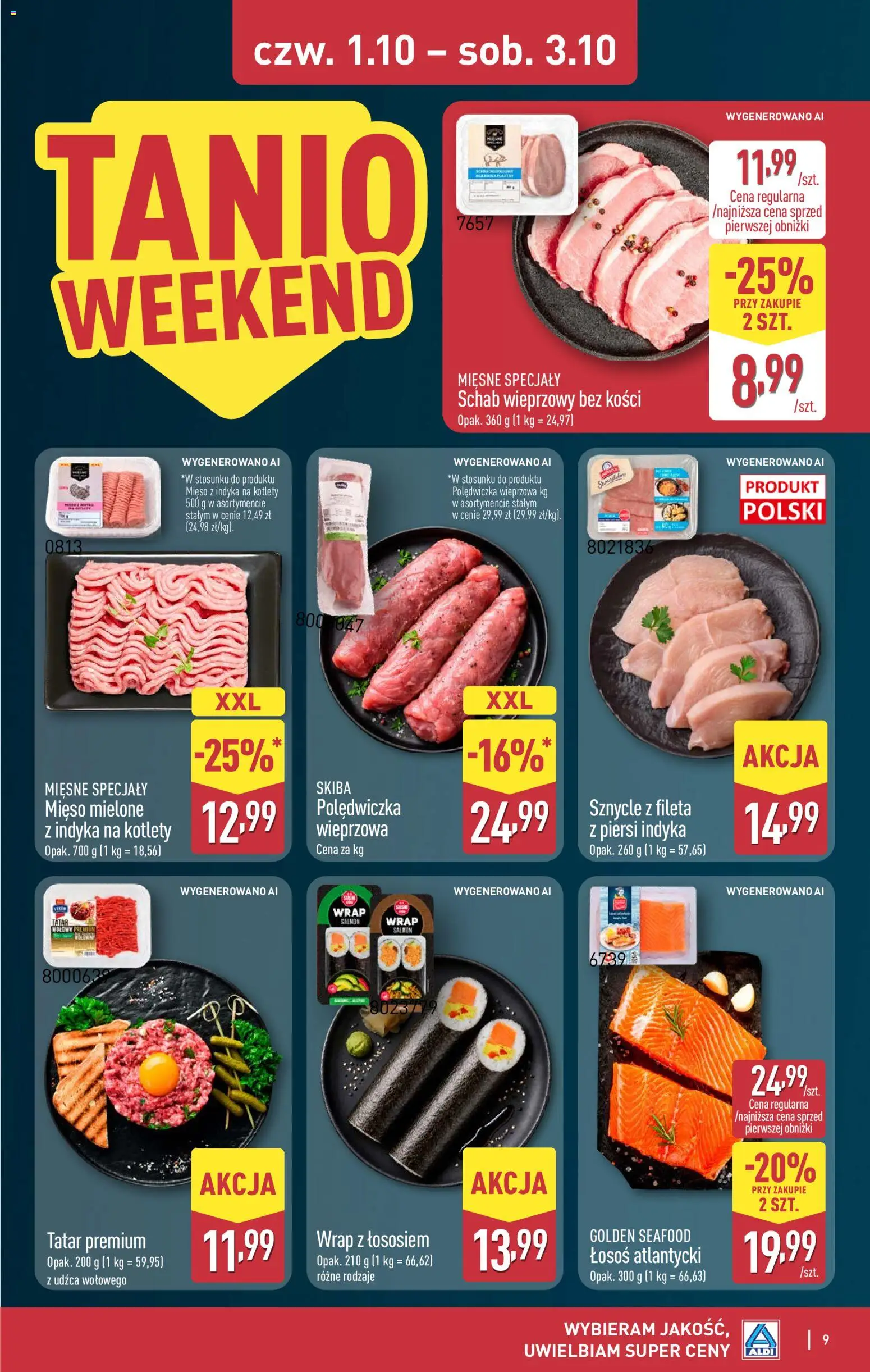 Aldi Polsko leták - Oferta weekendowa od 01.10.2026 | Strana: 9 | Produkty: Losos