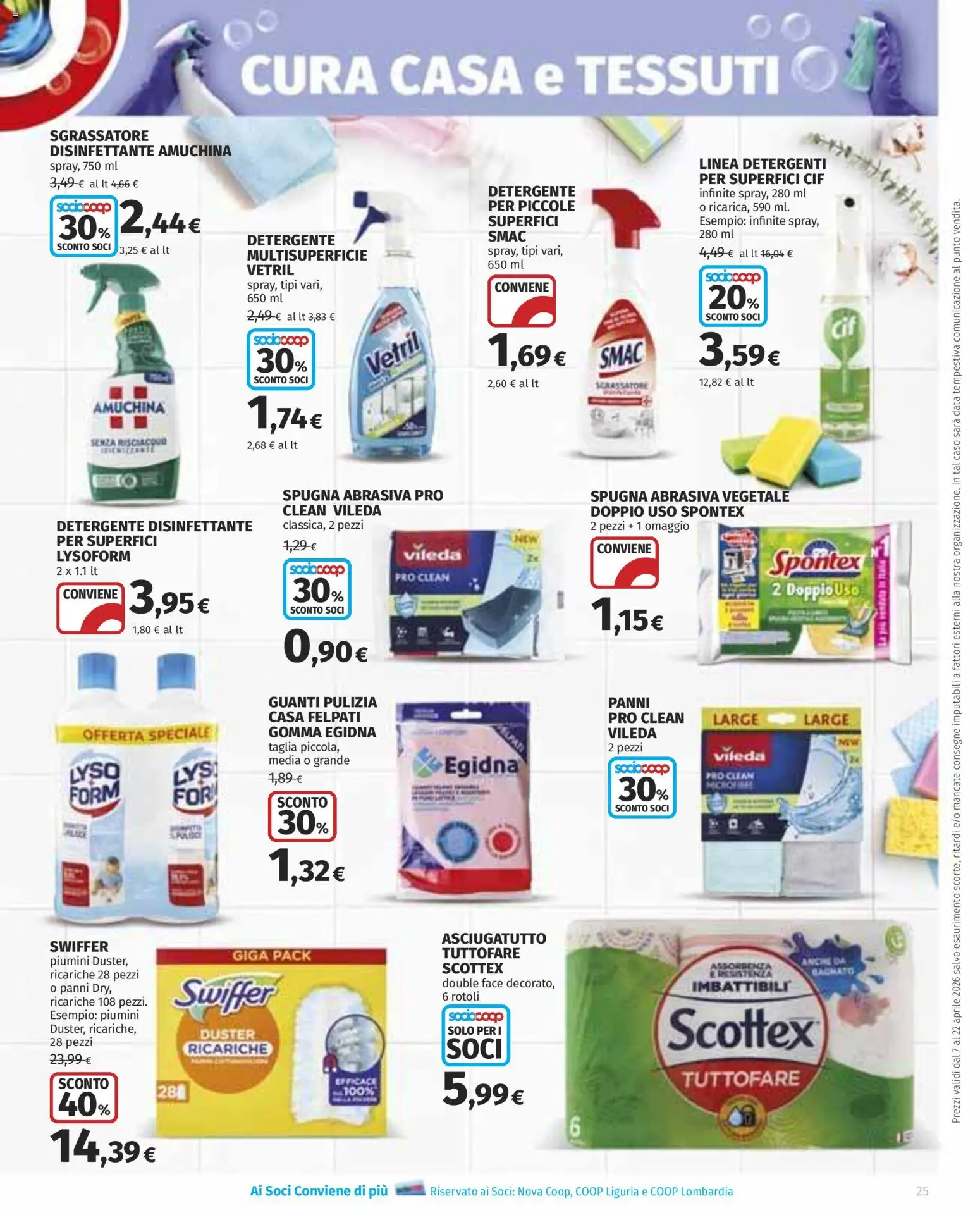 Volantino Ipercoop del 07.04.2026 | Pagina: 25 | Prodotti: Spugna, Detergente, Sgrassatore, Asciugatutto