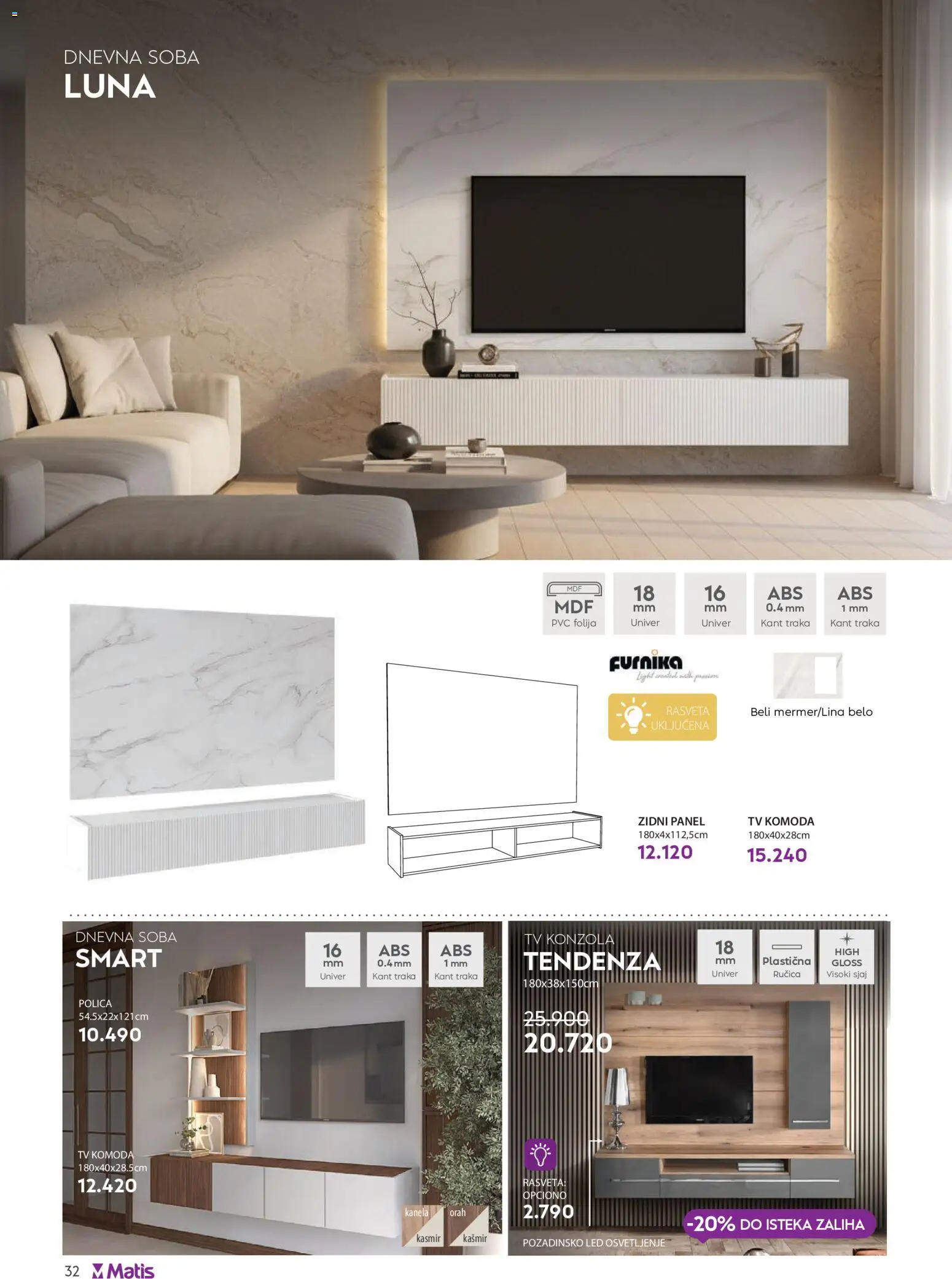 Matis katalog - važi od 01.05.2026 | Strana: 32 | Proizvode: Komoda, Tv komoda, Polica, Orah