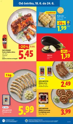 Lidl katalog akcije – veljaven od 18.06.2026 | Stran: 5 | Izdelki: Rebrca, Kruh, Klobase, Jajcevec