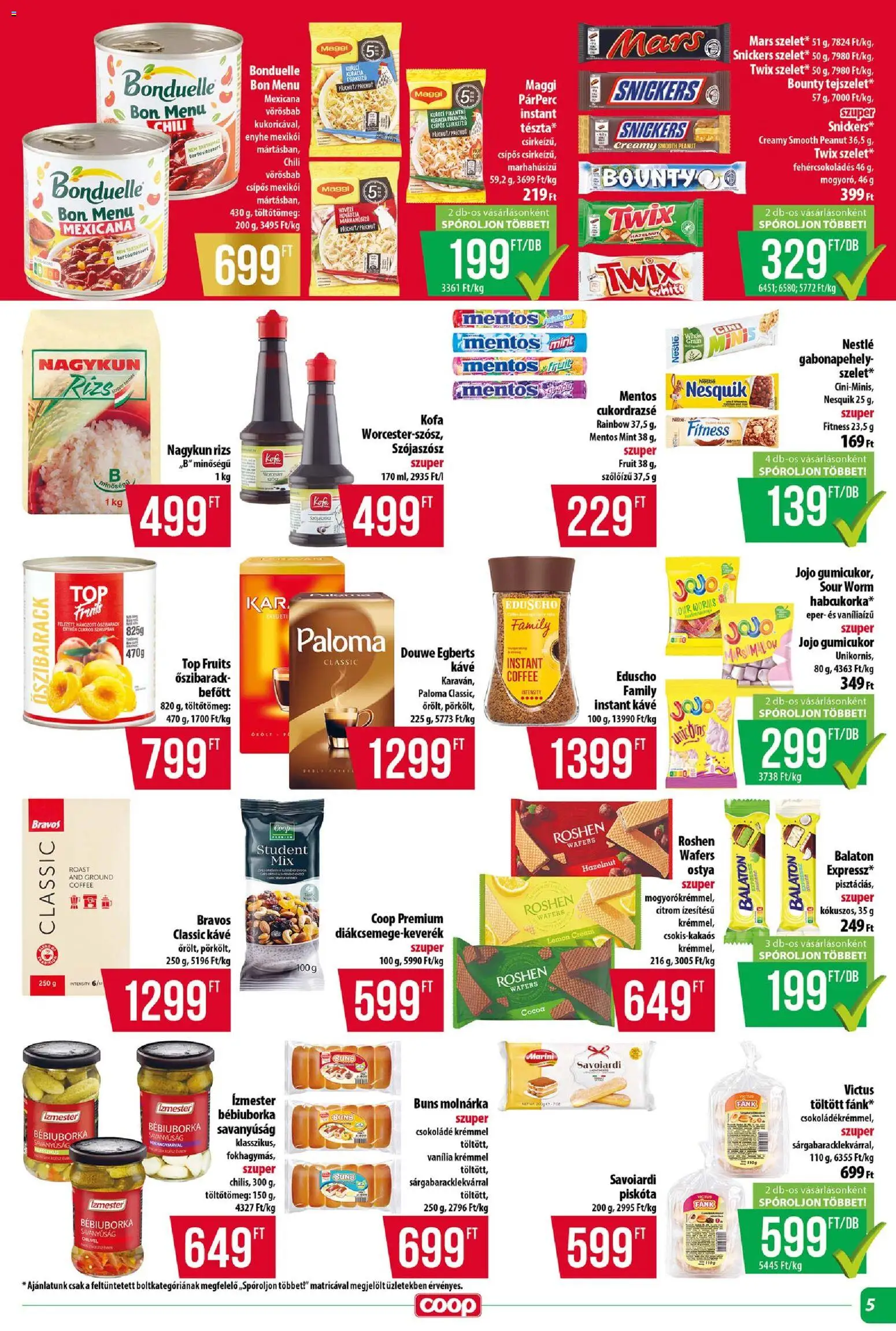 COOP akciós ujság - amely érvényes a következő dátumtól: 2026.09.24. | Oldal: 5 | Termékek: Ostya, Piskóta, Fánk, Maggi