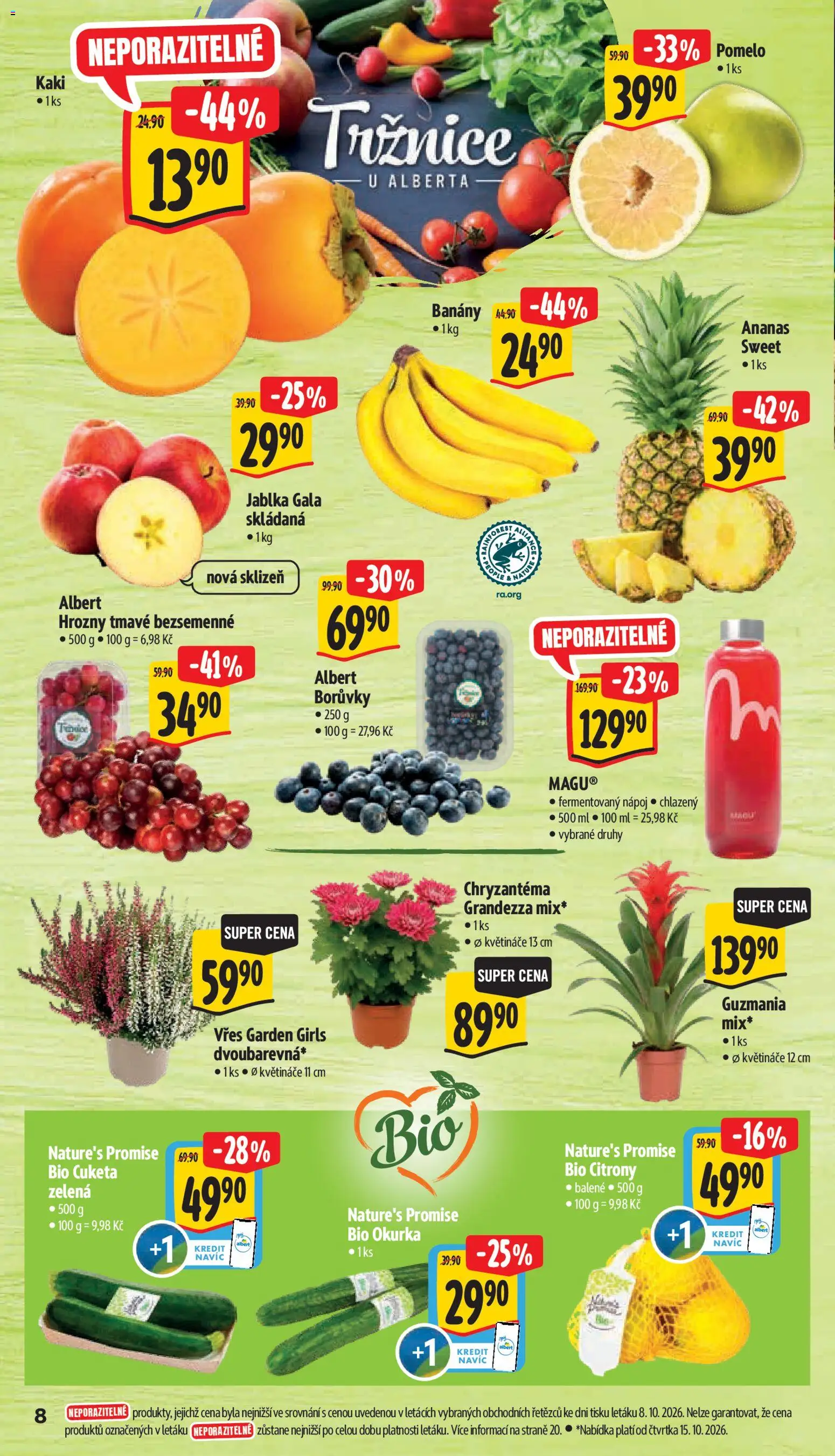 Albert leták - Supermarket Příbor od 14.10.2026 | Strana: 20 | Produkty: Bio citrony, Borůvky, Citróny, Okurka