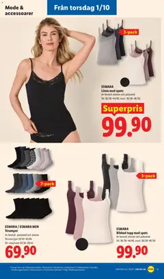 ESMARA, Linne med spets, Av bomull, elastan och polyamid, Stl. 36/38-44/46, svart: 36/38-48/50 - Förhandsvisning av reklamblad från butik Lidl aktuell från 28/09/2026 | Sida: 22 | Produkter: Linne, Topp, Strumpor