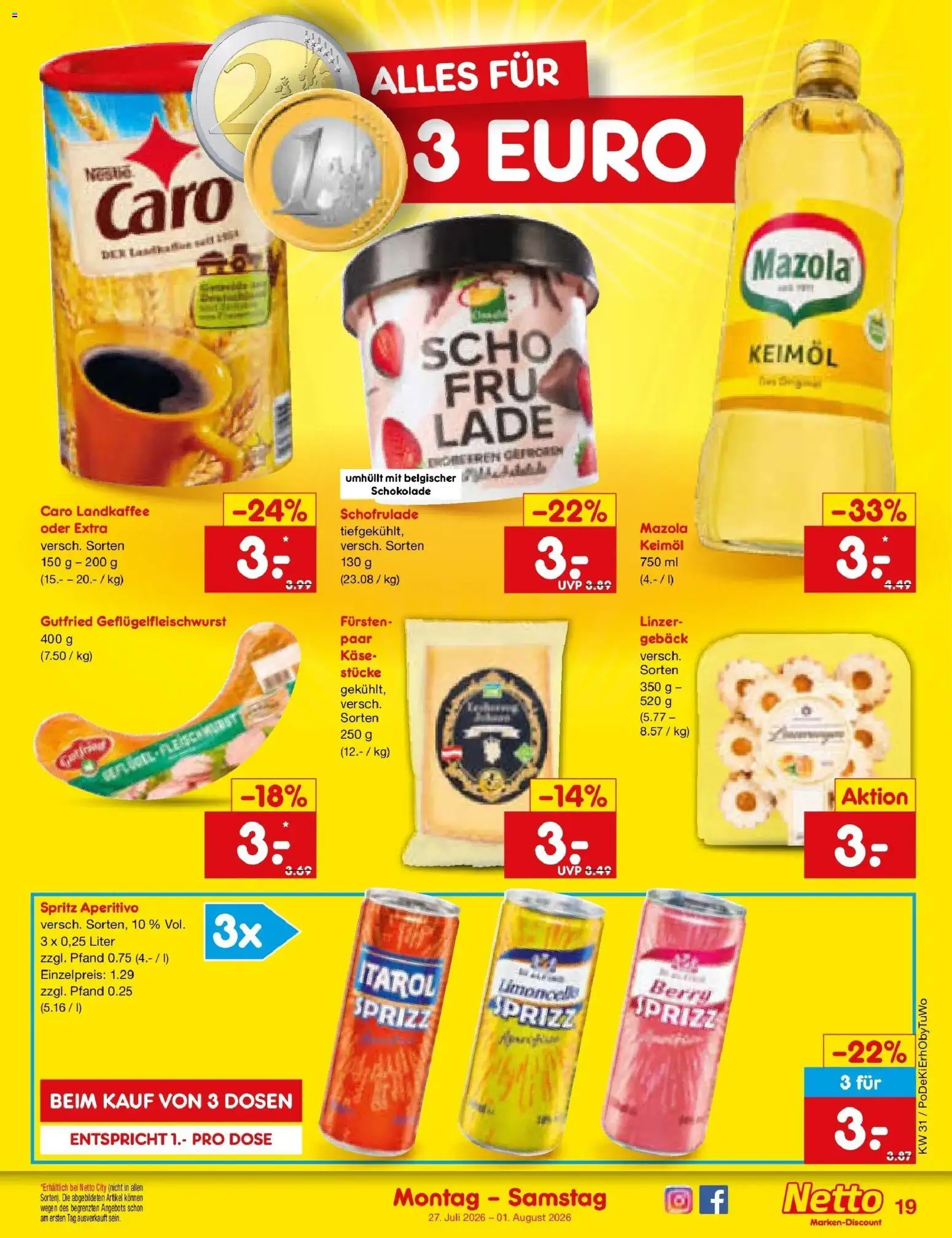 Netto Marken-Discount Prospekt Mauern – gültig ab 27.07.2026 | Seite: 29 | Produkte: Käse, Schokolade