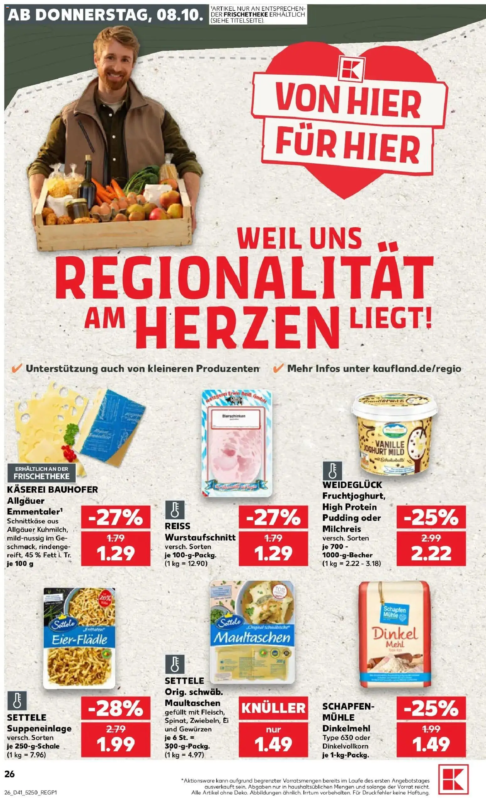 Prospekt Kaufland ab 08.10.2026 » Angebote Online zum Blättern | Seite: 26 | Produkte: Mühle, Mehl, Joghurt, Pudding