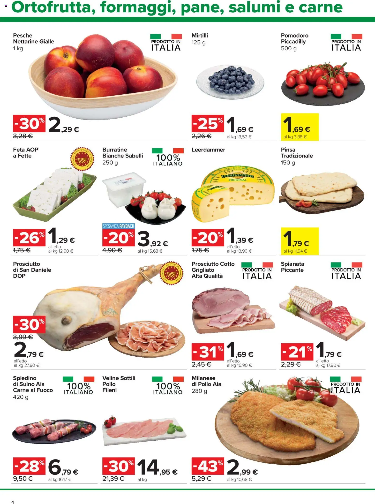 Volantino Carrefour del 02/07/2026 | Pagina: 4 | Prodotti: Prosciutto Cotto, Suino, Mirtilli, Feta