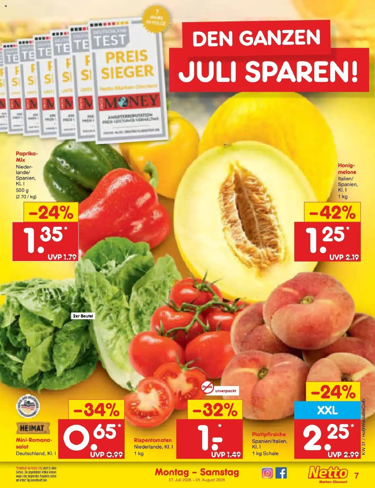 Netto Marken-Discount Prospekt Bielefeld – gültig ab 27.07.2026 | Seite: 9 | Produkte: Paprika, Melone