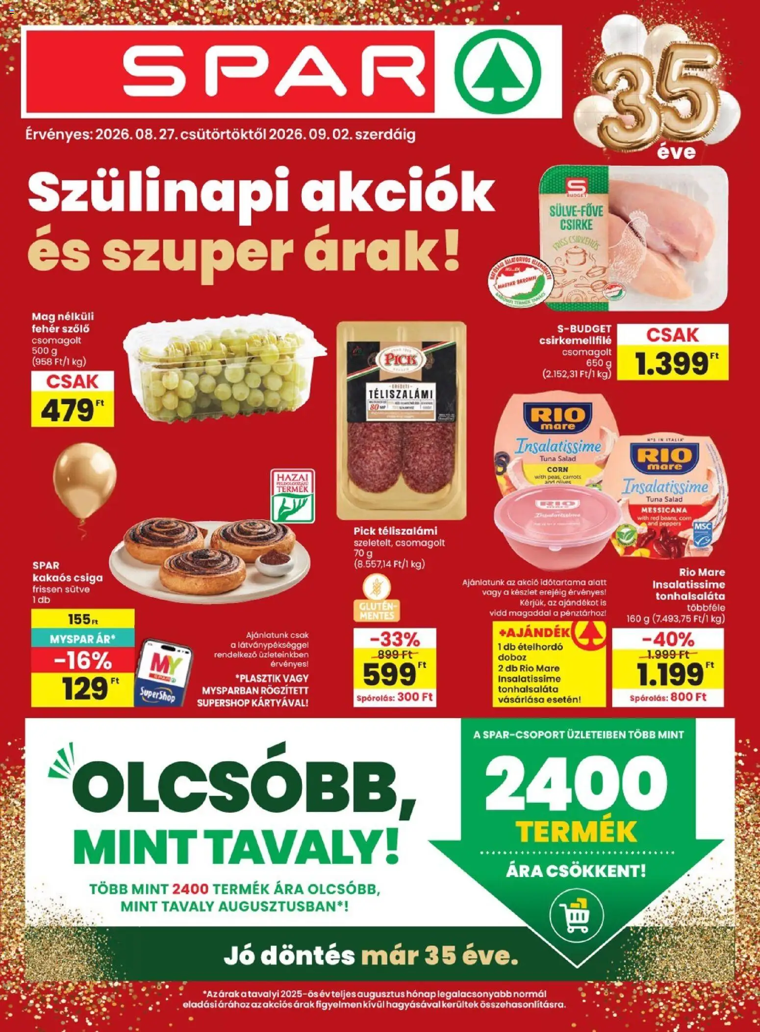 Spar akciós ujság - amely érvényes a következő dátumtól: 2026.08.27. | Oldal: 1