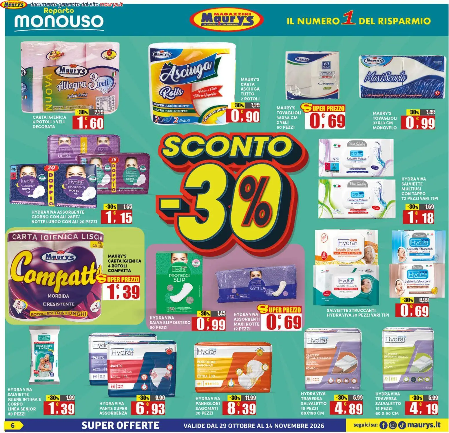 Volantino Maury's del 29/10/2026 | Pagina: 6
