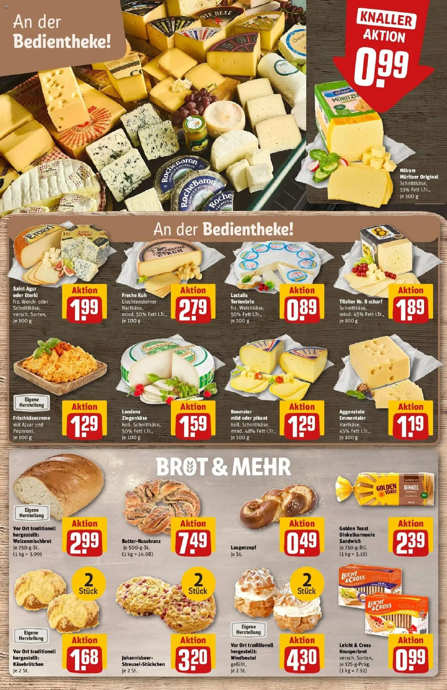REWE Prospekt ab 17.08.2026 zum Blättern » Angebote | Seite: 13 | Produkte: Toast, Ziegenkäse, Milram, Brot