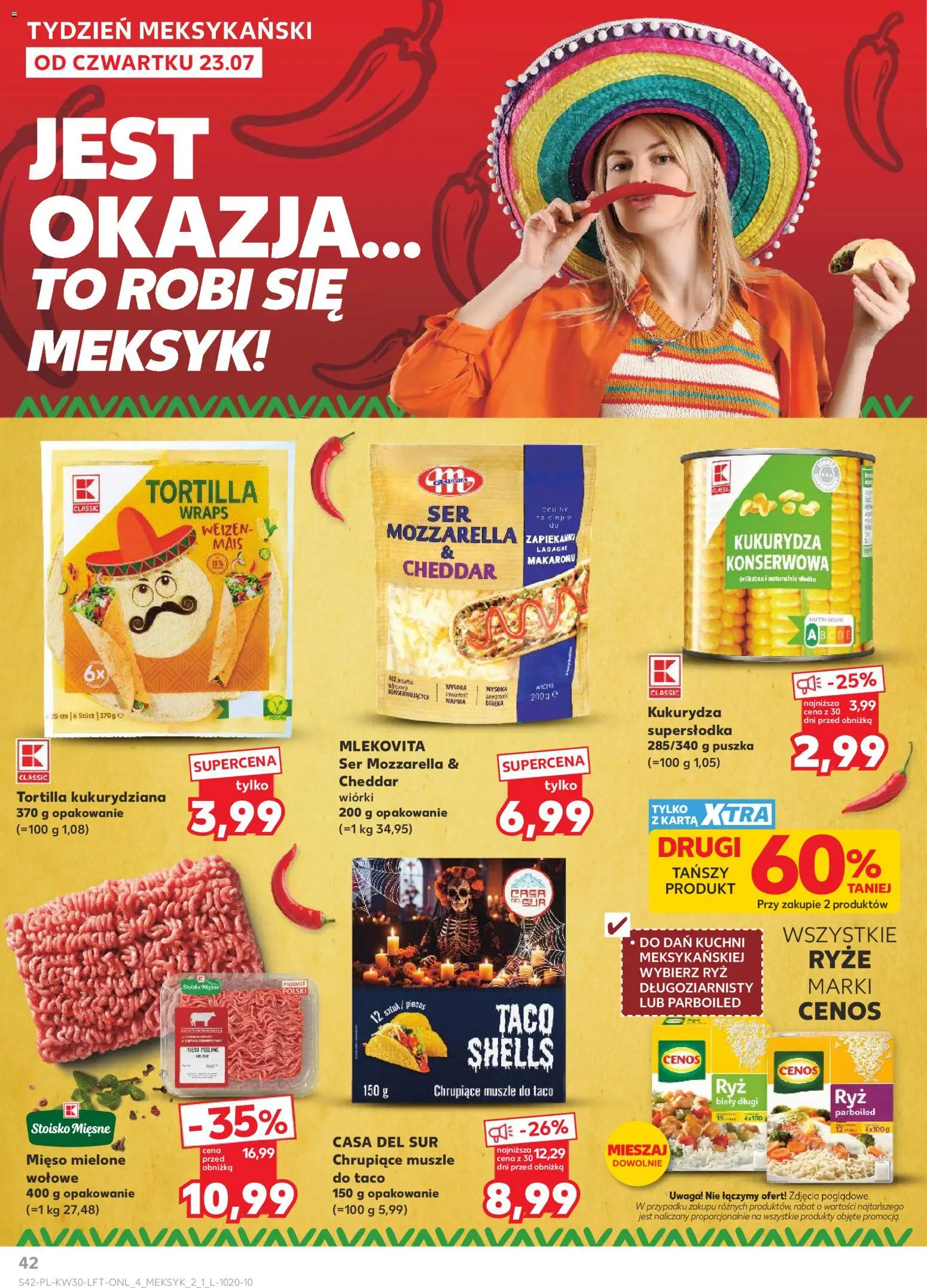 Kaufland Polsko leták od 23.07.2026 | Strana: 42 | Produkty: Rýže, Tortilla, Mozzarella, Cheddar