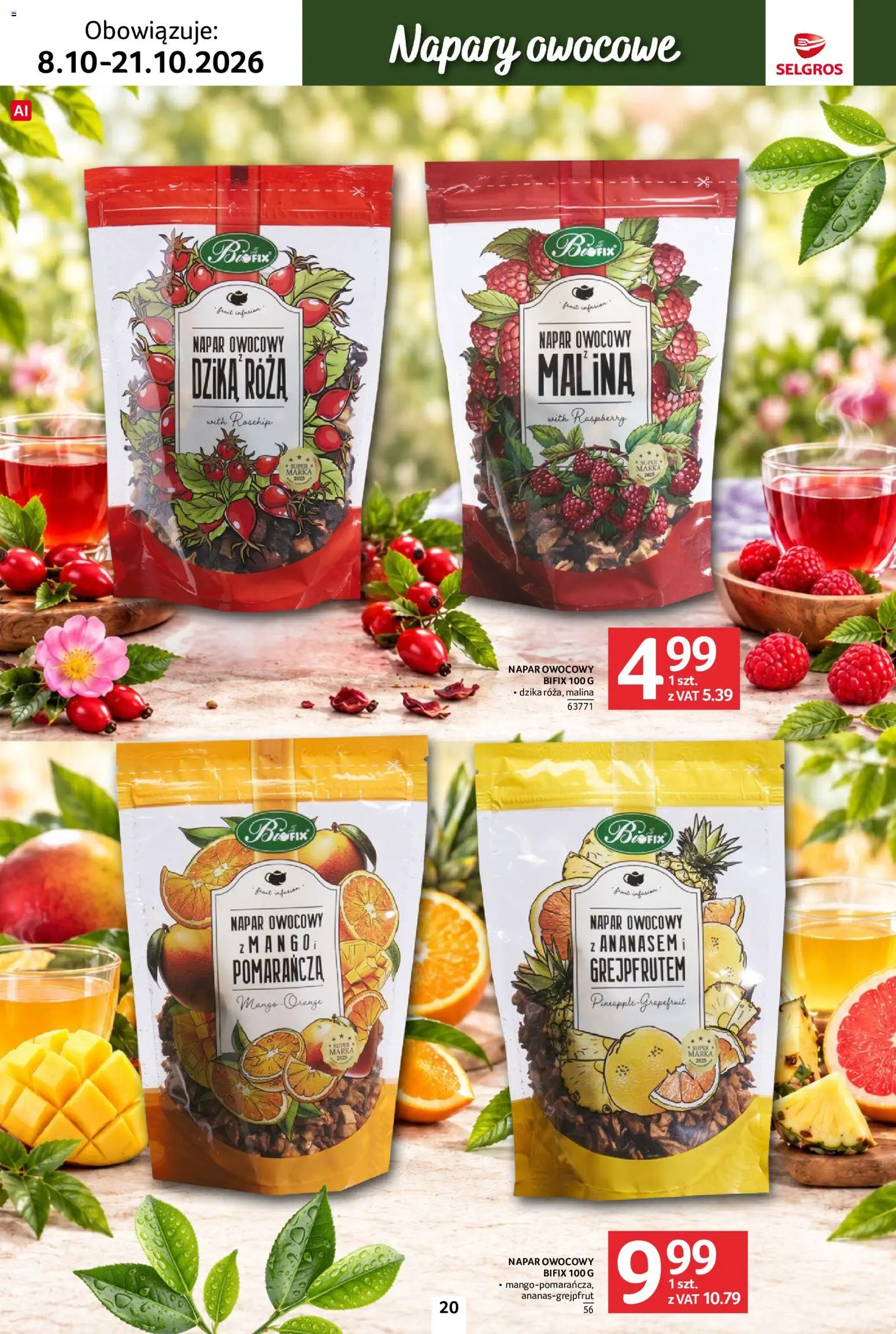 Selgros cash&carry gazetka - Kawa i herbata od 08.10.2026 | Strona: 20 | Produkty: Mango, Malina