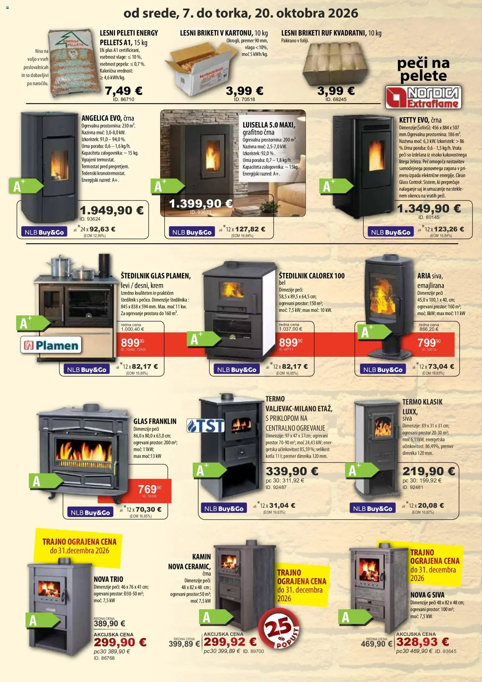 Novi Živex katalog ponudbe – veljaven od 07.10.2026 | Stran: 8 | Izdelki: Termostat, Lesni briketi, Štedilnik, Vrata