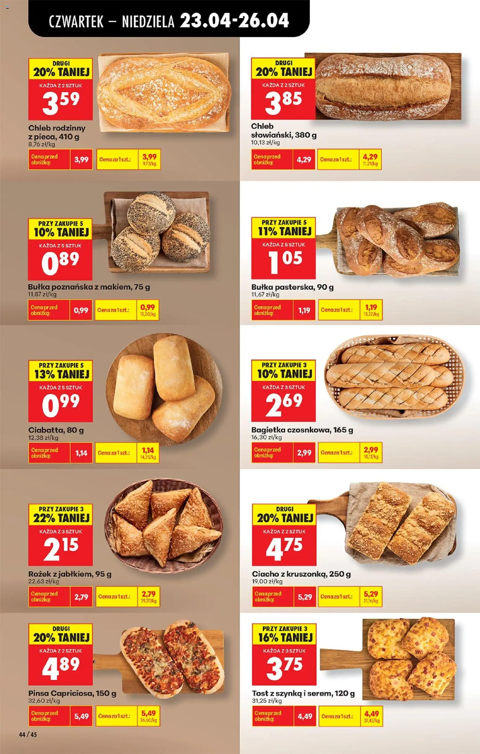 Biedronka gazetka od czwartku od 23.04.2026 | Strona: 62 | Produkty: Szynka, Bagietka, Chleb, Pinsa