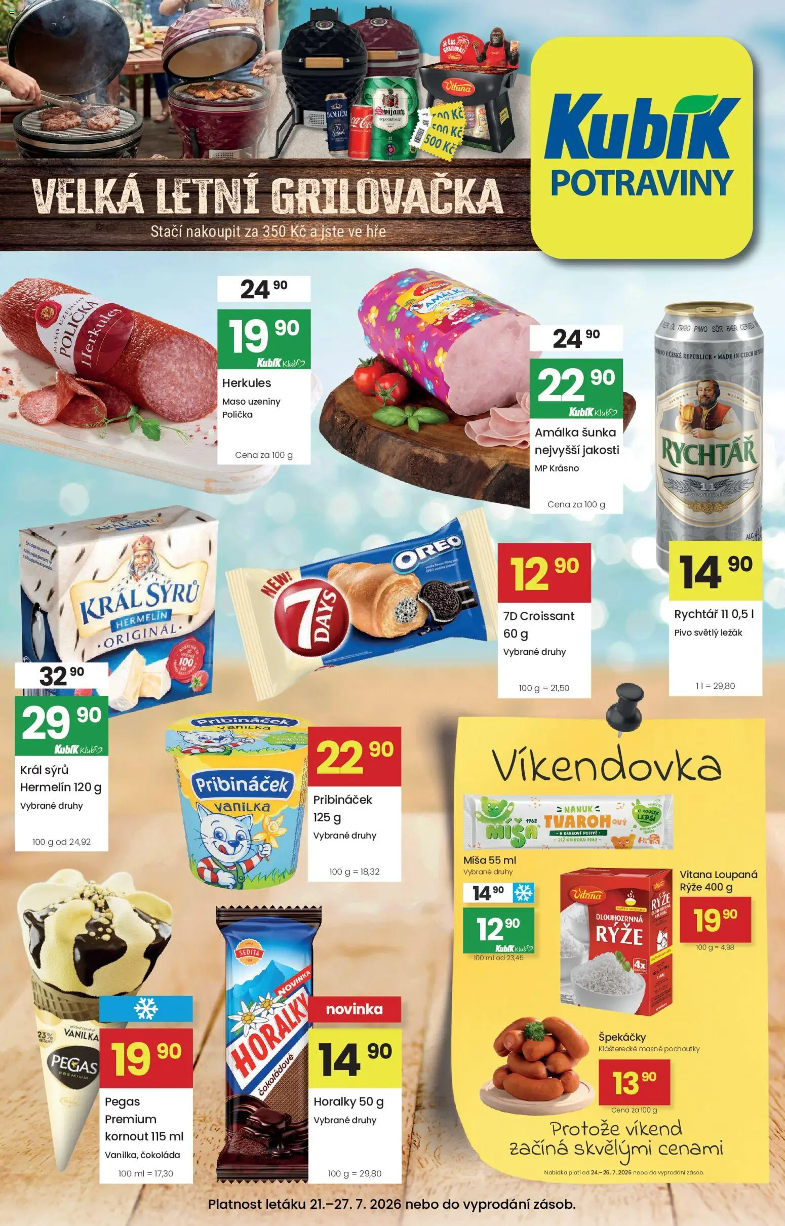 Kubík leták od 21.07.2026 | Strana: 1 | Produkty: Polička, Šunka, Rýže, Uzeniny