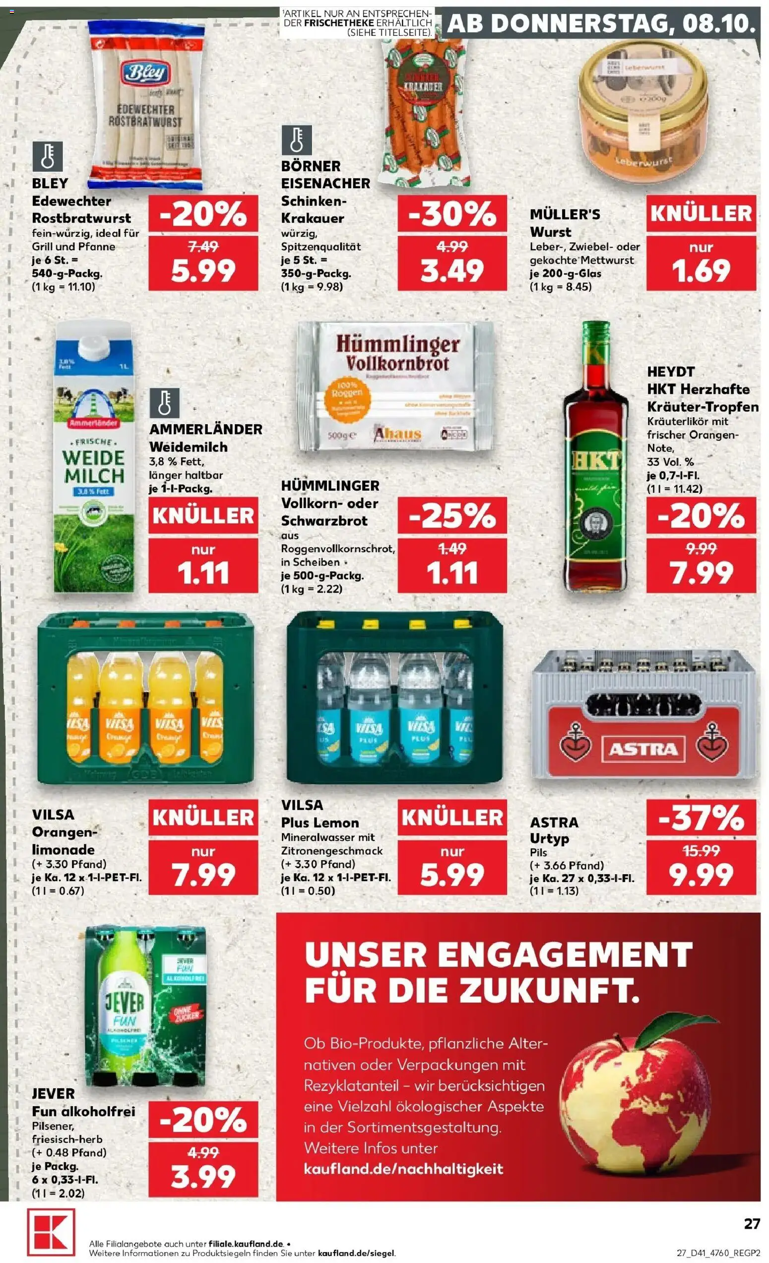 Prospekt Kaufland ab 08.10.2026 » Angebote Online zum Blättern | Seite: 27 | Produkte: Pils, Astra, Limonade, Jever