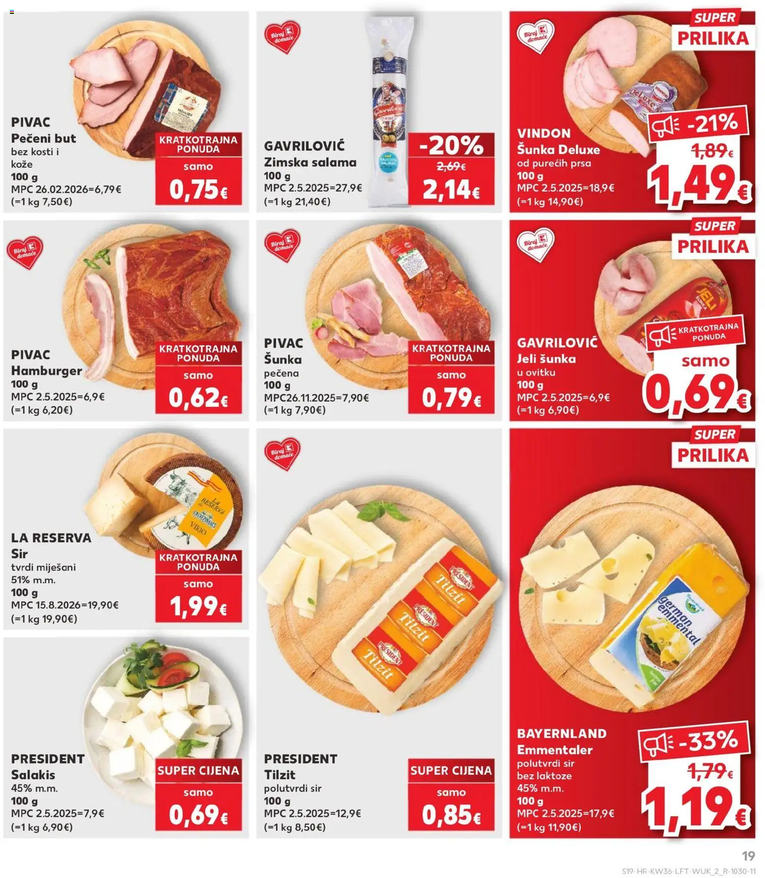Kaufland katalog | vrijedi od 02.09.2026 | Stranica: 19 | Proizvodi: Polutvrdi sir, Sir, Salama, Šunka