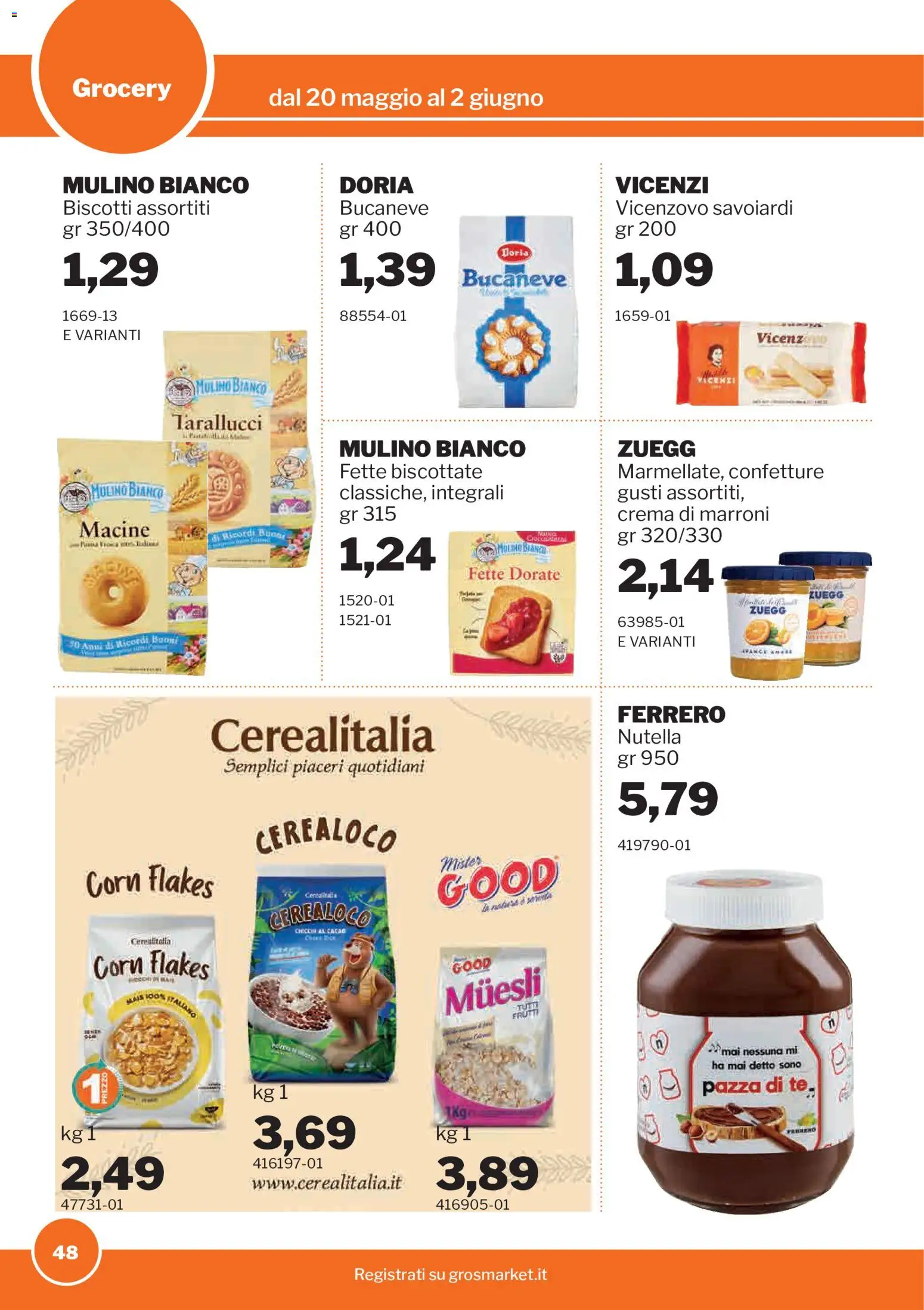Volantino Sogegross del 20.05.2026 | Pagina: 48 | Prodotti: Crema, Nutella, Fette biscottate, Savoiardi