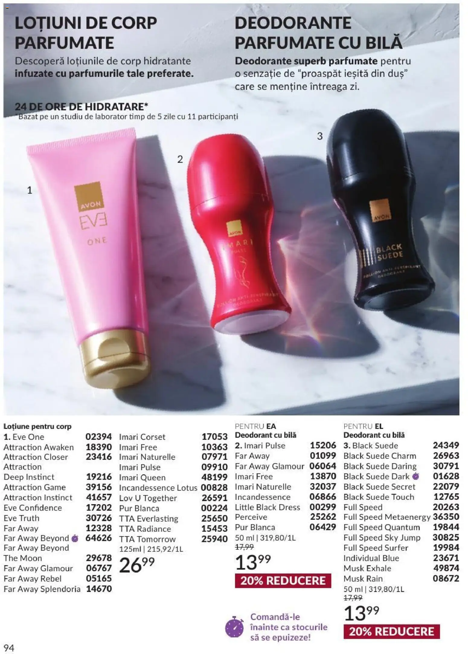 Noul catalog Avon – valabil de la 01.09.2026 | Pagină: 94 | Produse: Lotus, Duș, Deodorant, Black