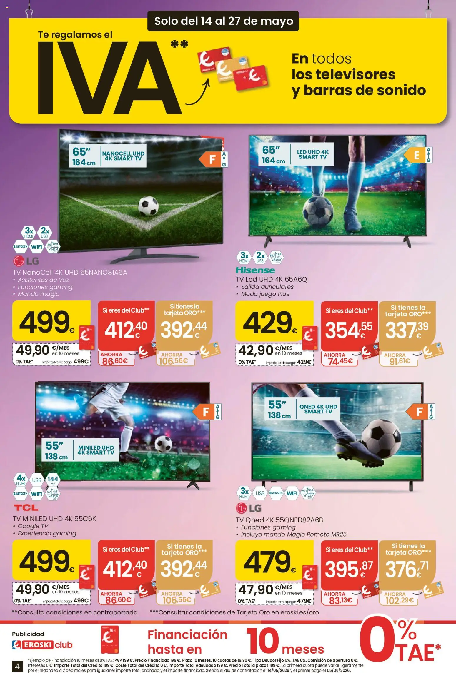 Eroski Te regalamos el IVA  │ válido desde el 14.05.2026 | Página: 4 | Productos: Barras de sonido, Té, Auriculares