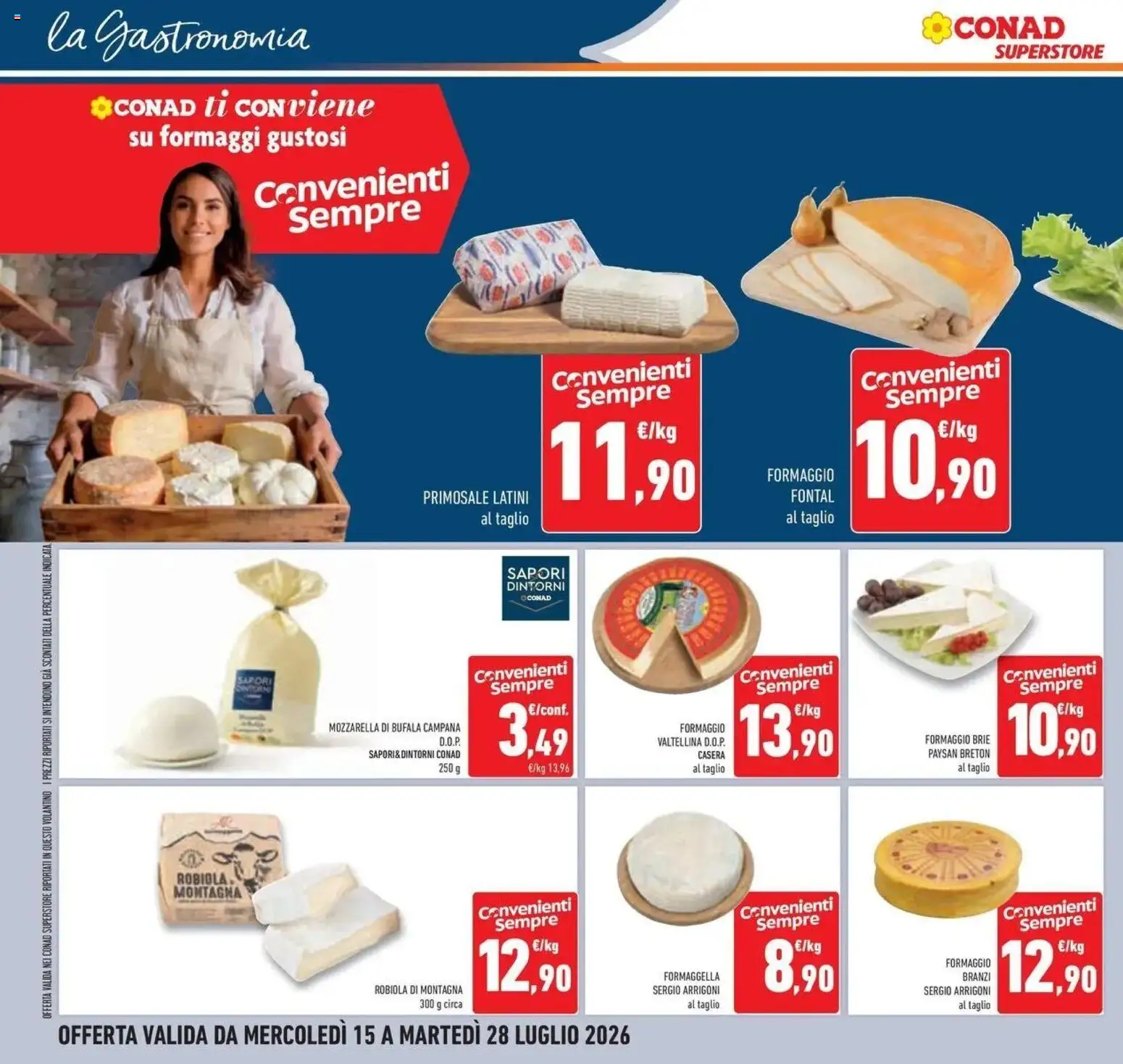 Volantino Conad del 14/07/2026 | Pagina: 12 | Prodotti: Taglio, Formaggio, Mozzarella di bufala, Robiola