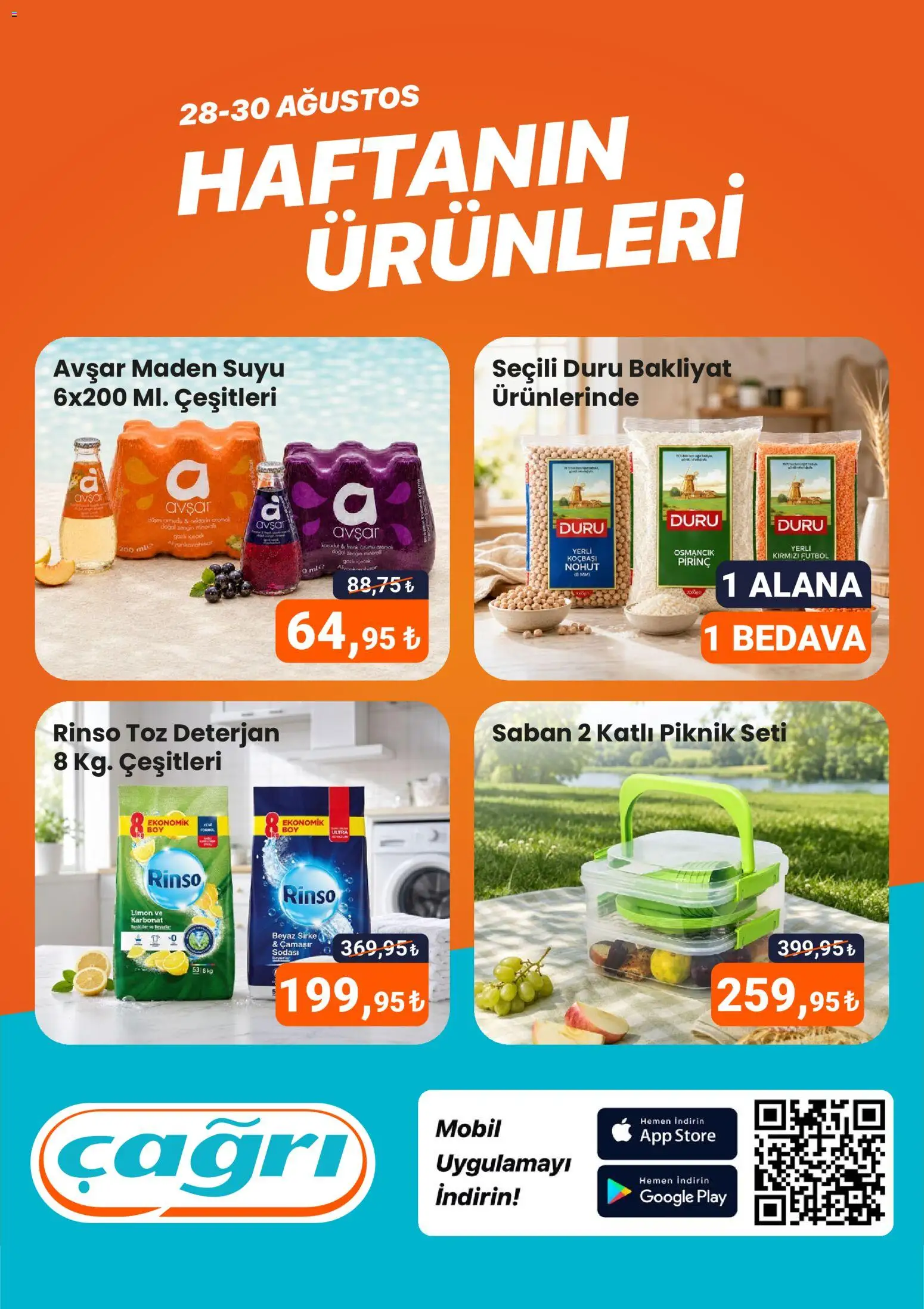 Çağrı Market - Haftanın Ürünleri - 28 Ağustos 2026 tarihinden itibaren geçerlidir | Sayfa: 1 | Ürünler: Sirke, Deterjan, Pirinç, Limon