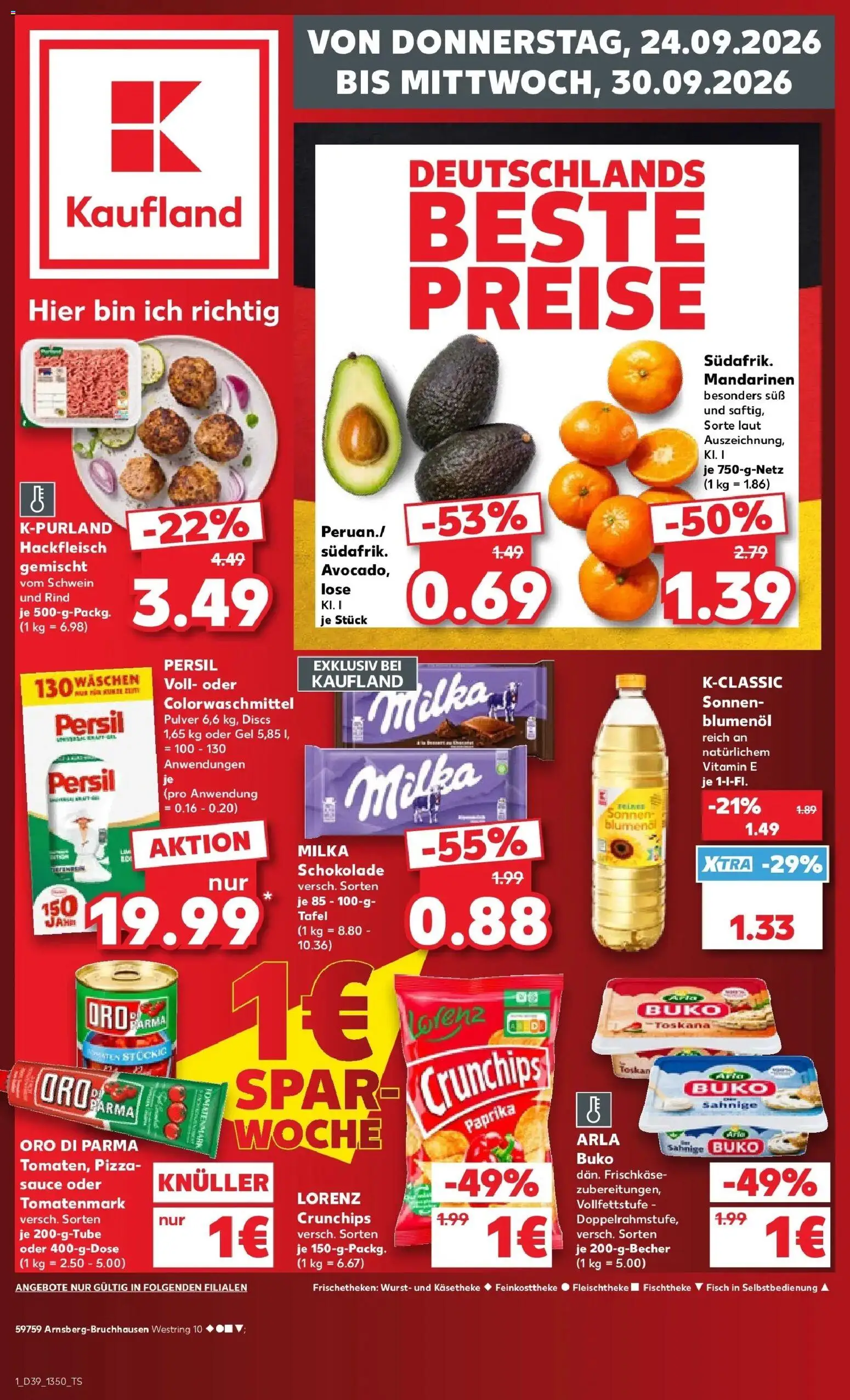 Prospekt Kaufland ab 21.09.2026 » Angebote Online zum Blättern | Seite: 13 | Produkte: Mandarinen, Pizza, Frischkase, Hackfleisch