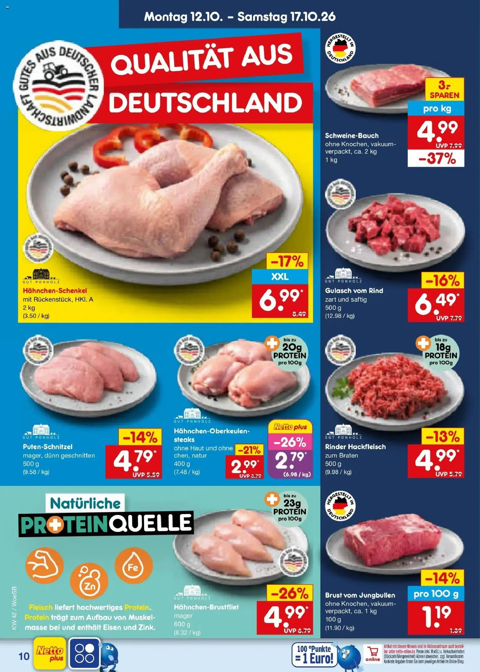 Netto Marken-Discount Prospekt Leonberg (ab 12.10.2026) » Angebote | Seite: 12 | Produkte: Hahnchenschenkel, Schweinebauch, Fleisch, Hackfleisch